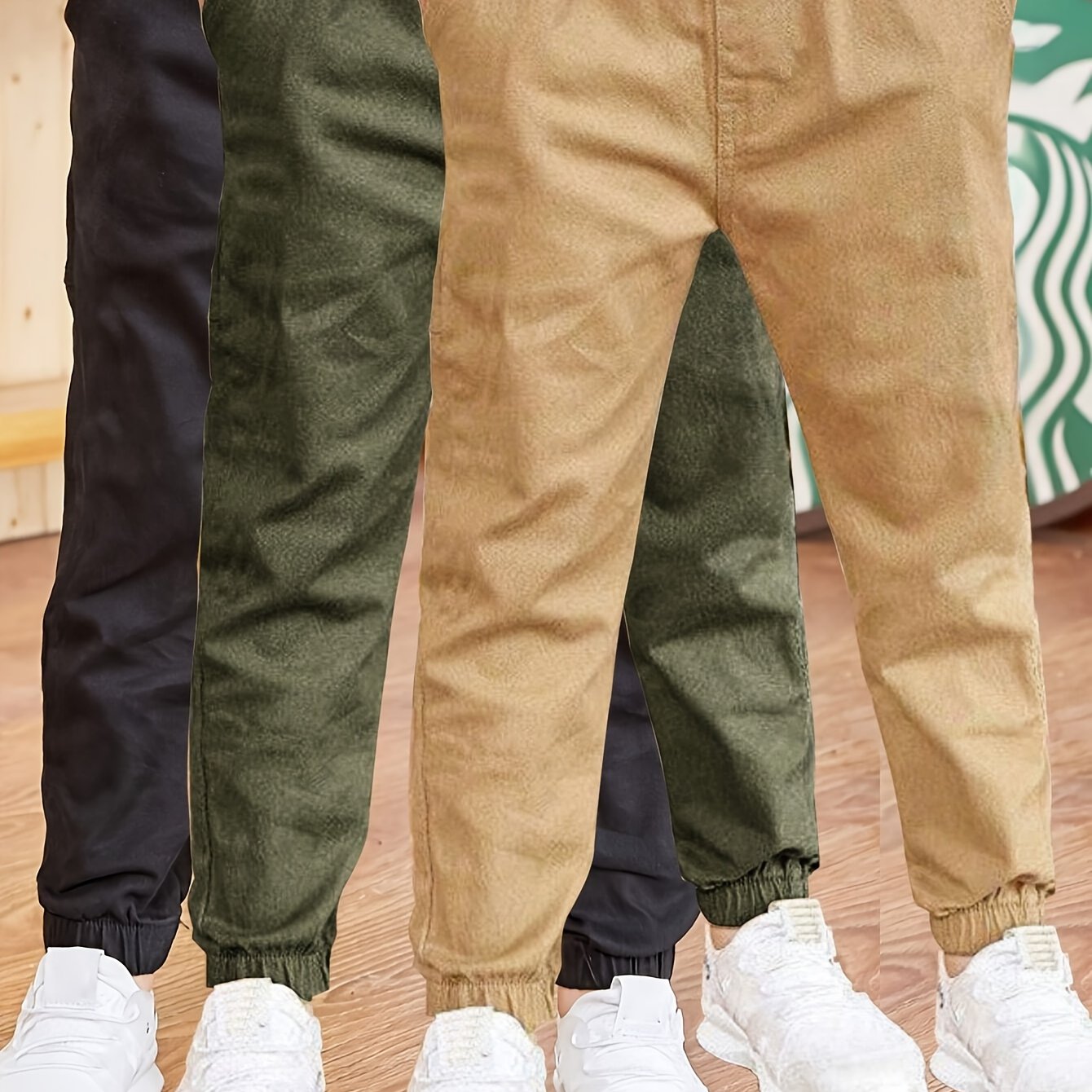 Image of 3pcs Boys' Versatile Cargo Pants, Elastic Waist, Soft, Casual Wear For Daily Outdoor Activities, For Outdoor