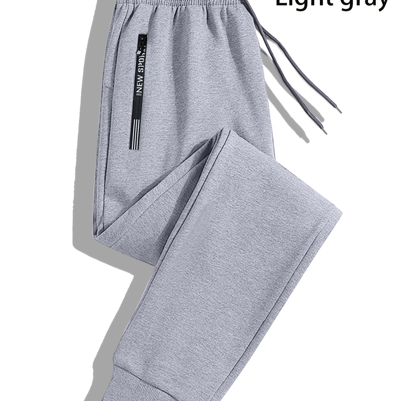 TEMU 1pc Men's Casual Sports Trousers With Cuffs, In 3 Colors, Zipper Pockets, Elastic Drawstring Waist, Very Suitable For , And Elegant Design, A