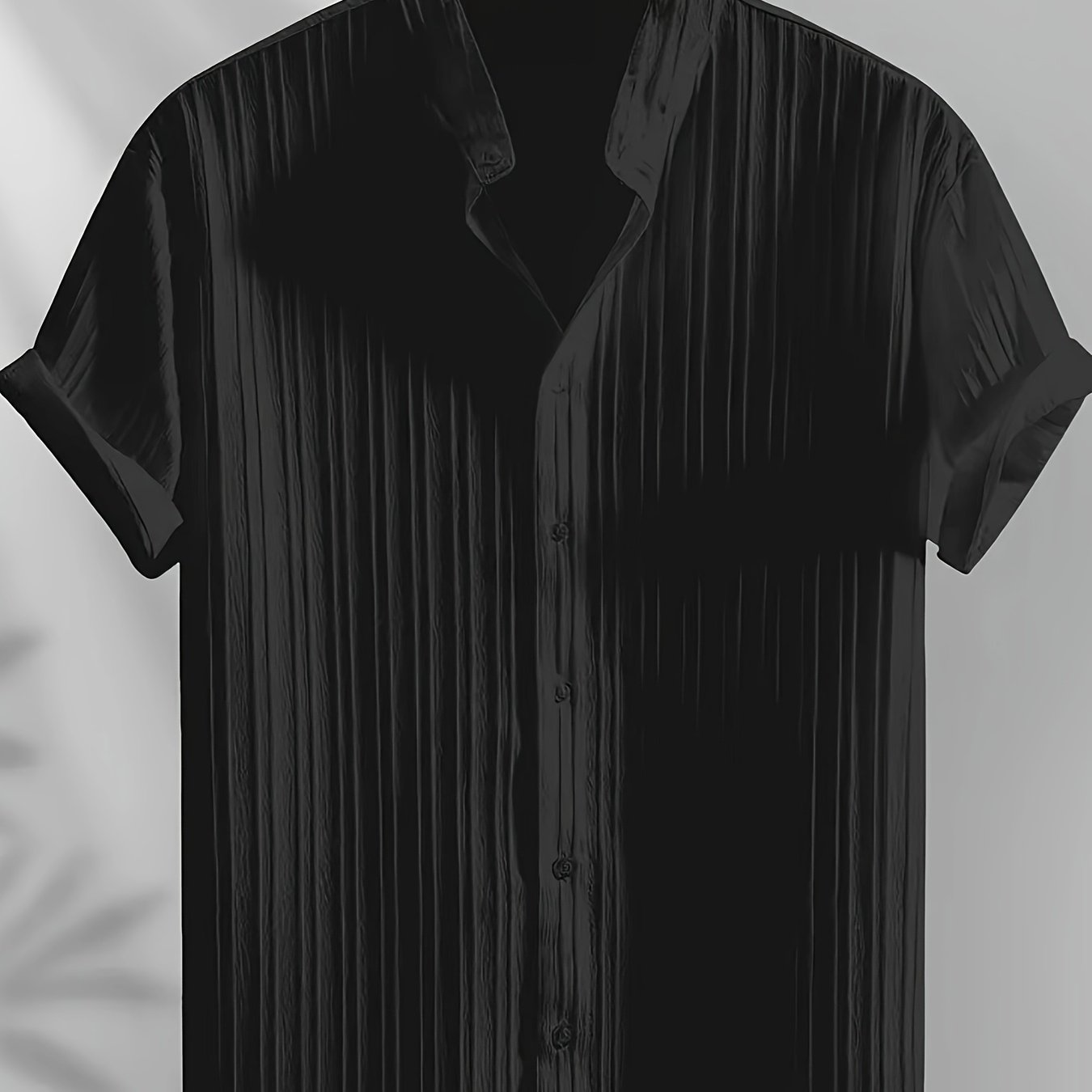 TEMU Men's Vintage Solid Color Short-sleeve Shirt â Summer , Collar Design, Machine Washable; Lightweight, Breathable Fabric, Regular Fit, Suitable