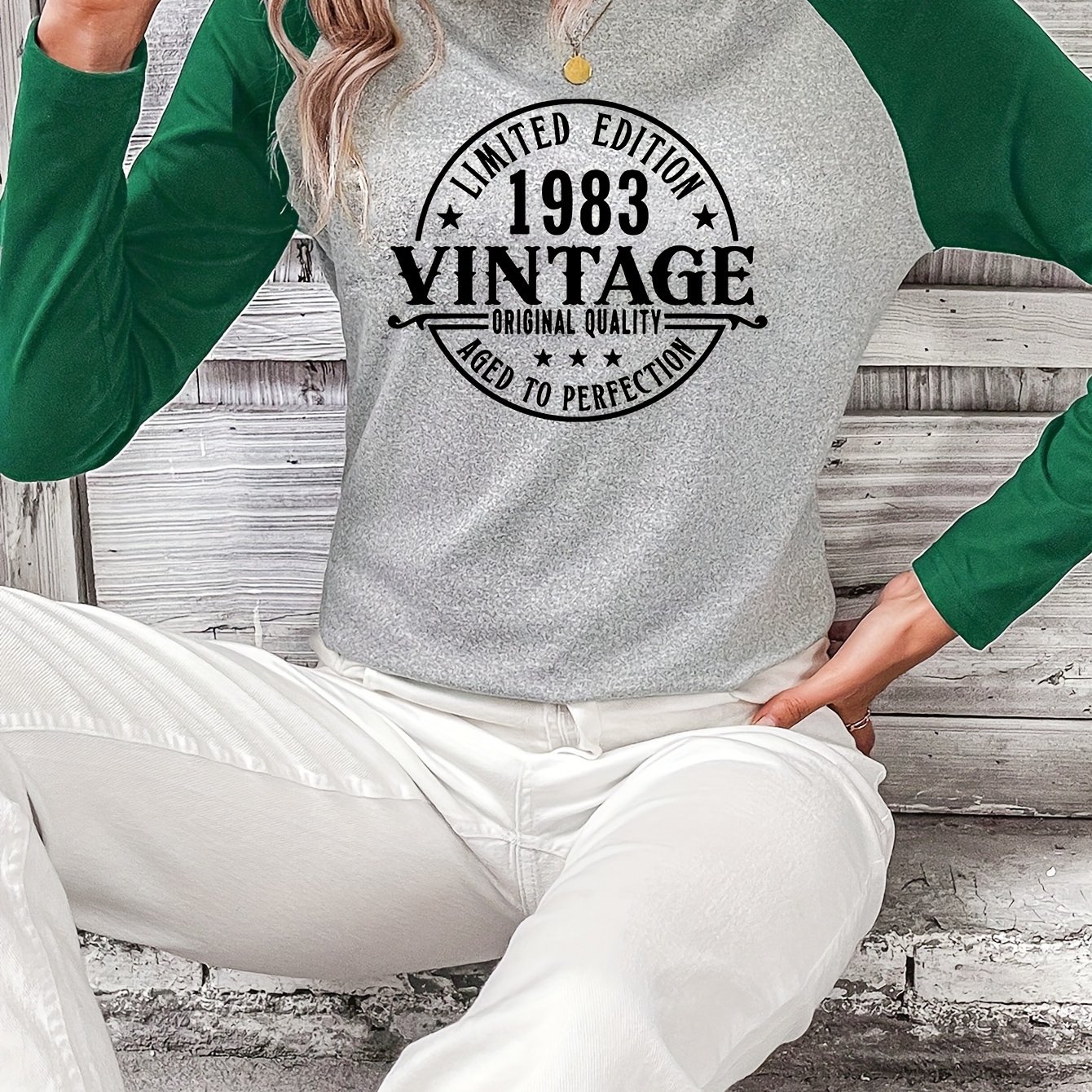 TEMU Limited Edition 1983 Vintage Original Quality T-shirt - Women's Long Sleeve Baseball Style Top