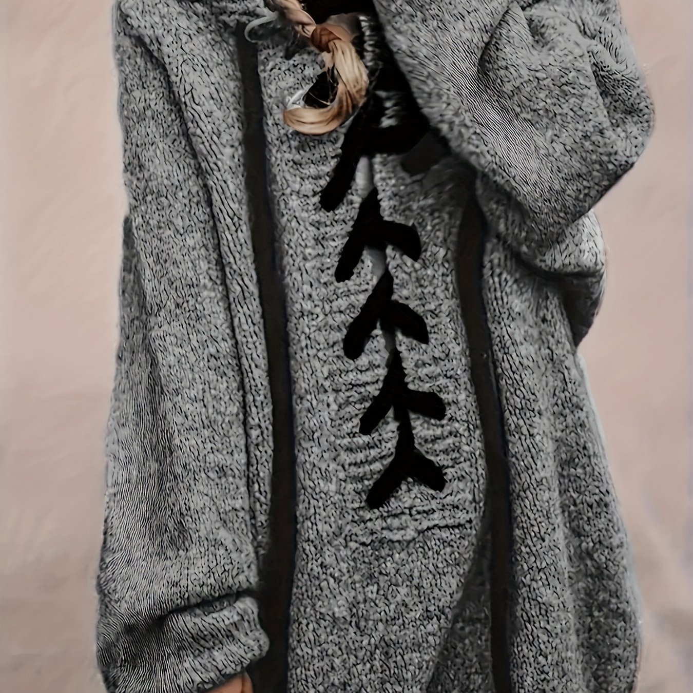 Image of Plus Size, European And -size Women's Fashion Casual Simple Long-sleeve Hooded Sweater