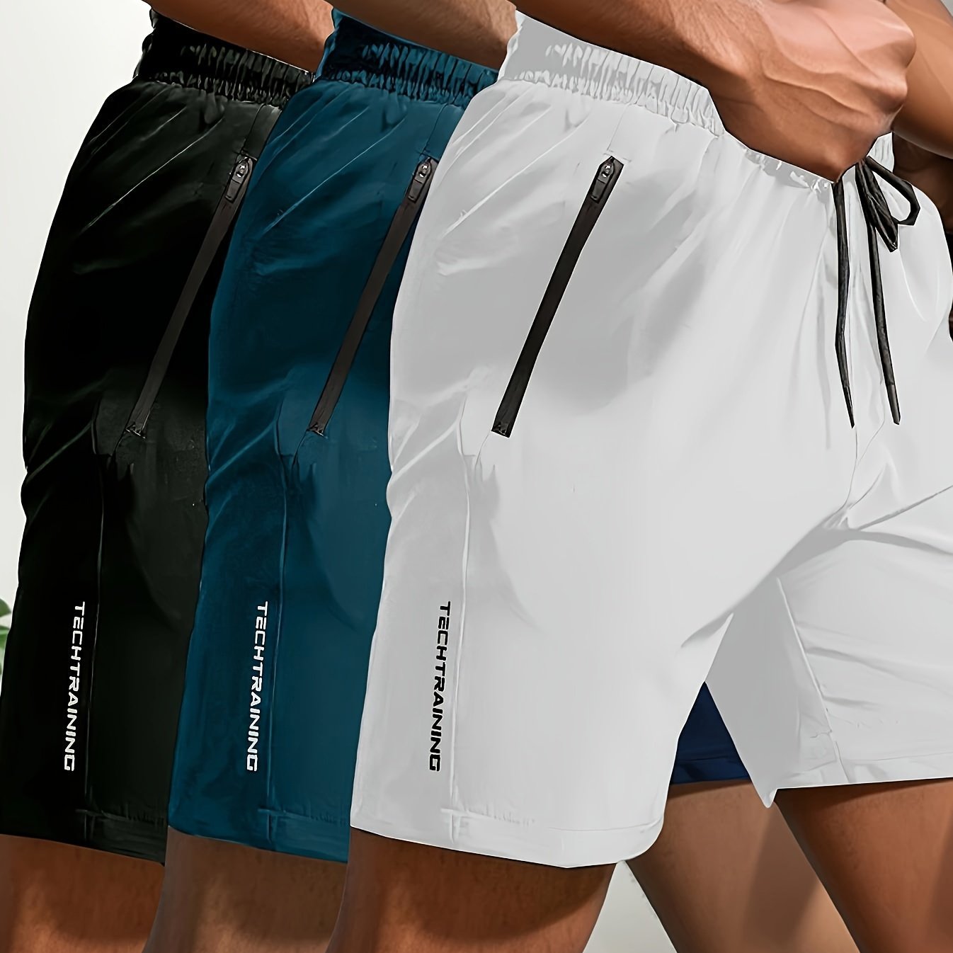 3pcs Men&#39;s Athletic Shorts - Quick-Dry, Breathable &amp; Sweat-Wicking for Running, Cycling, Hiking &amp; Swimming