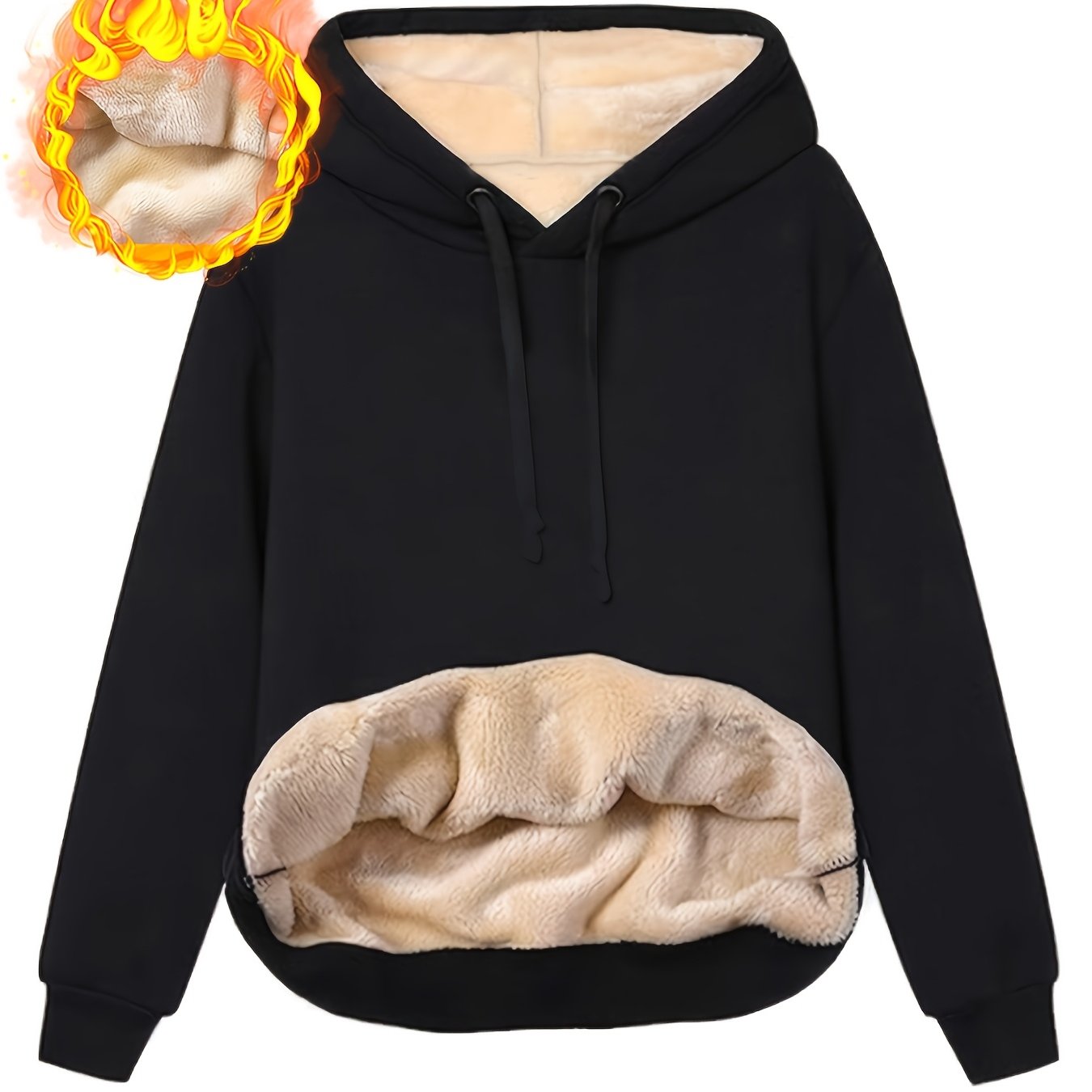 TEMU -border Apparel For Women In Europe And America, Autumn And Winter, Hooded Sweatshirt With Pocket And Fleece Lining