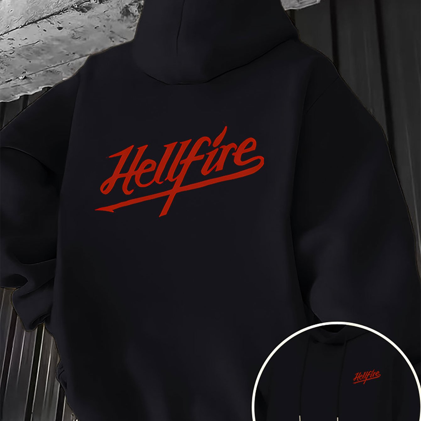 TEMU Vintage American Streetwear Brand Graphic Men's Hooded Sweatshirt With Front And Back Double-sided Print Design, Casual Hoodie, Comfortable And