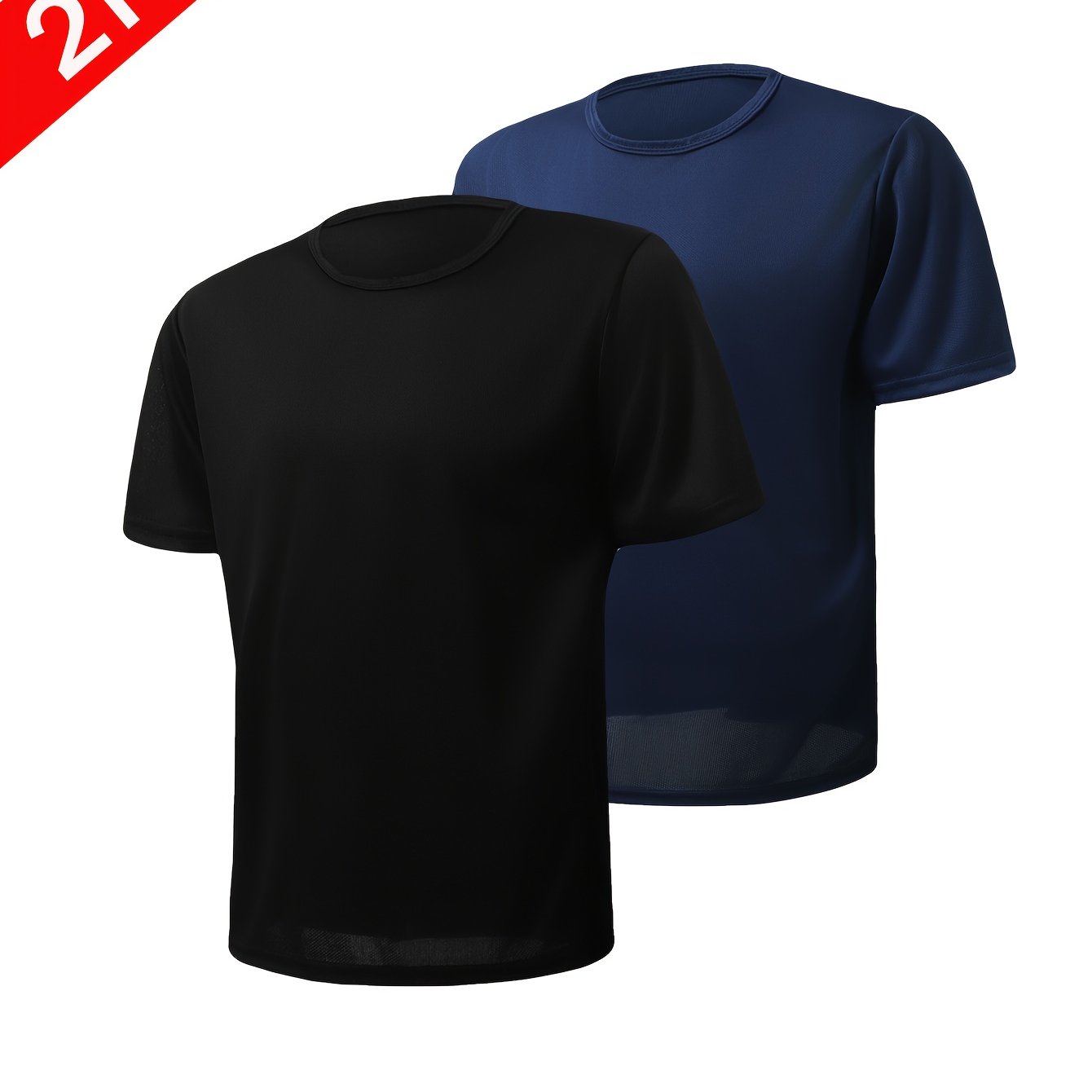TEMU 2pcs Plus-size Short-sleeved T-shirts, Breathable And Moisture-wicking, 0xl-8xl, Neck Short-sleeved Shirts, In Multiple Colors Including Black,
