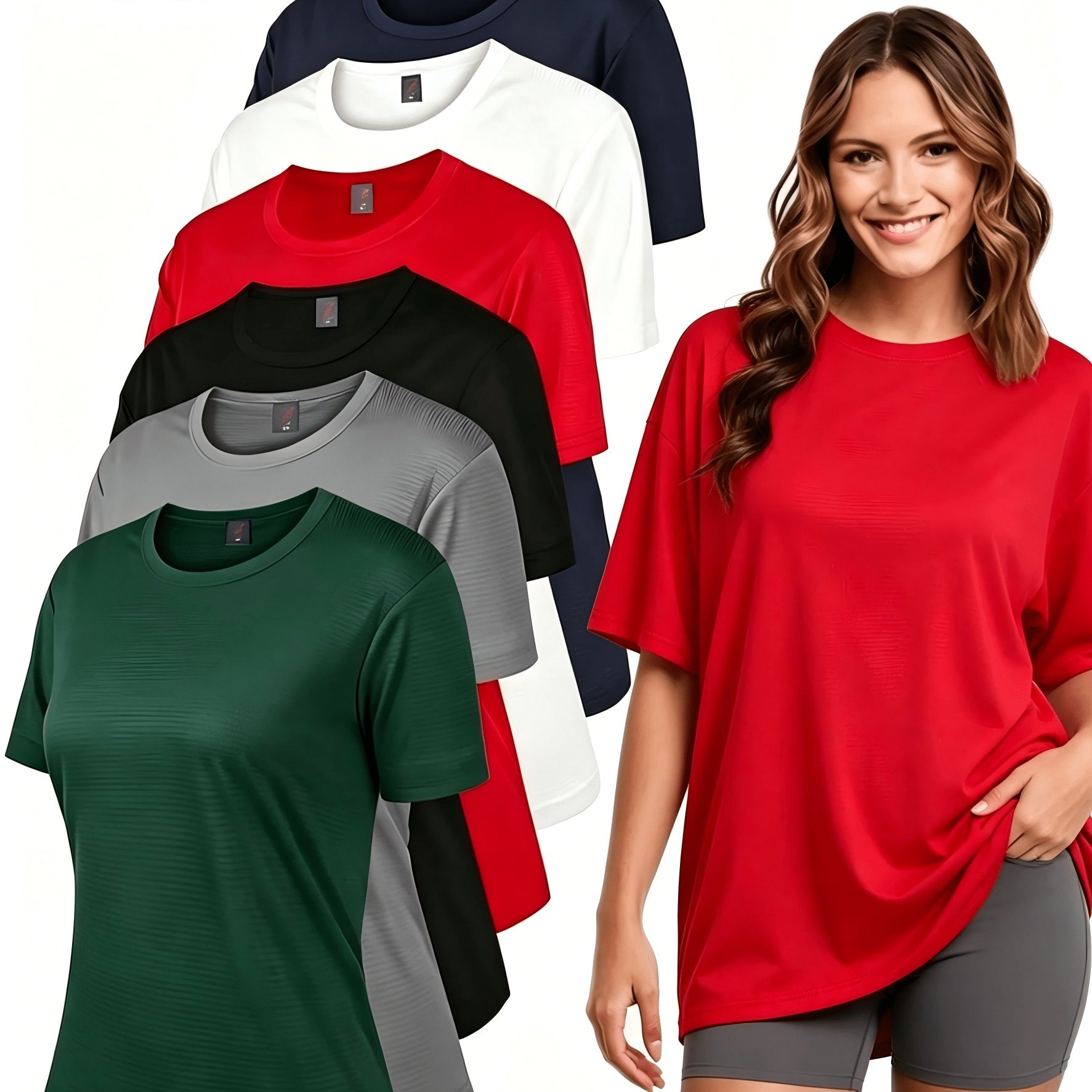 TEMU 6pcs Women's Quick- Tops, Comfortable And Skin-friendly, Moisture-absorbing And Sweat-wicking, Soft T-shirts, Ideal For Fitness, Yoga, Pilates,