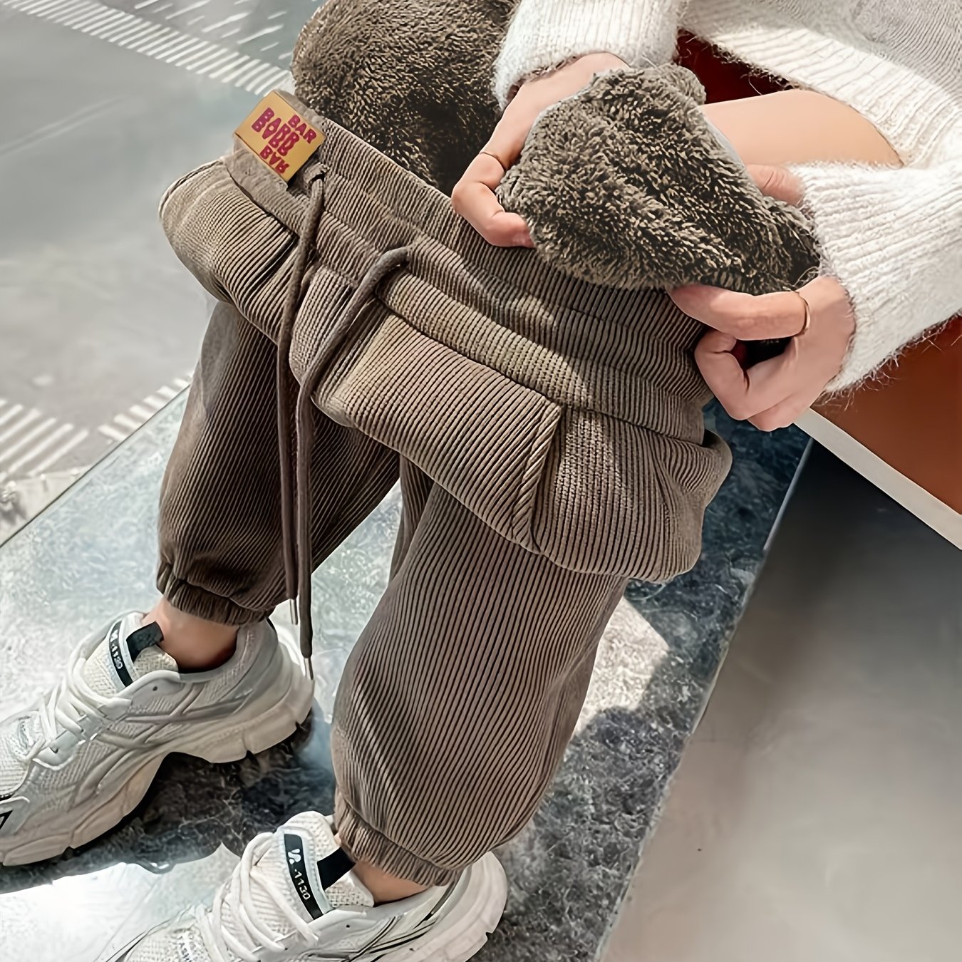 TEMU Autumn And Casual Corduroy Sweatpants Versatile For Outerwear With Thick Velvet For And Leg Binding, Pants For Women