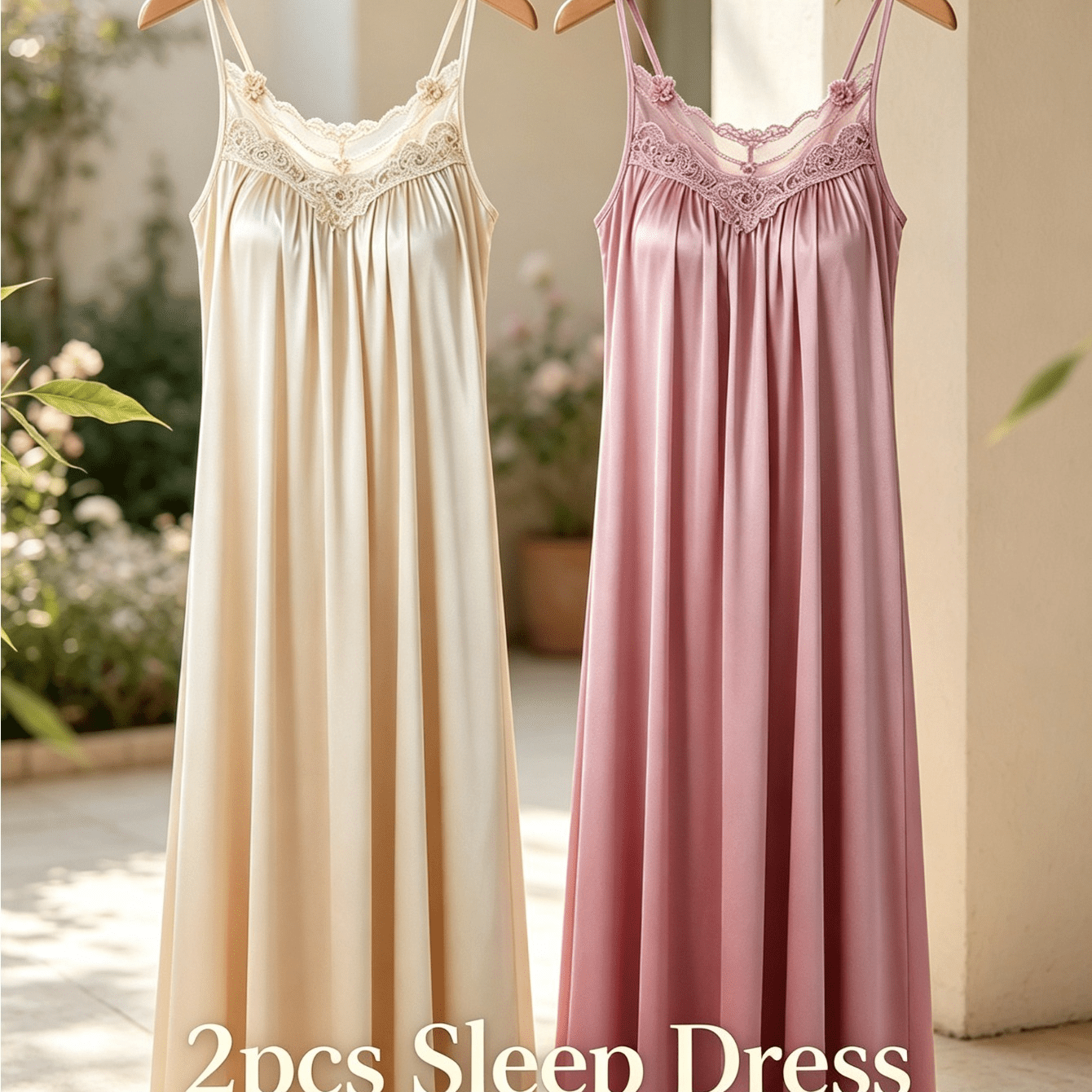 2026 Ymk New 2pcs European American Spring Summer Mid Length Nightgown Pajamas Outdoor Wear Loungewear Unisex