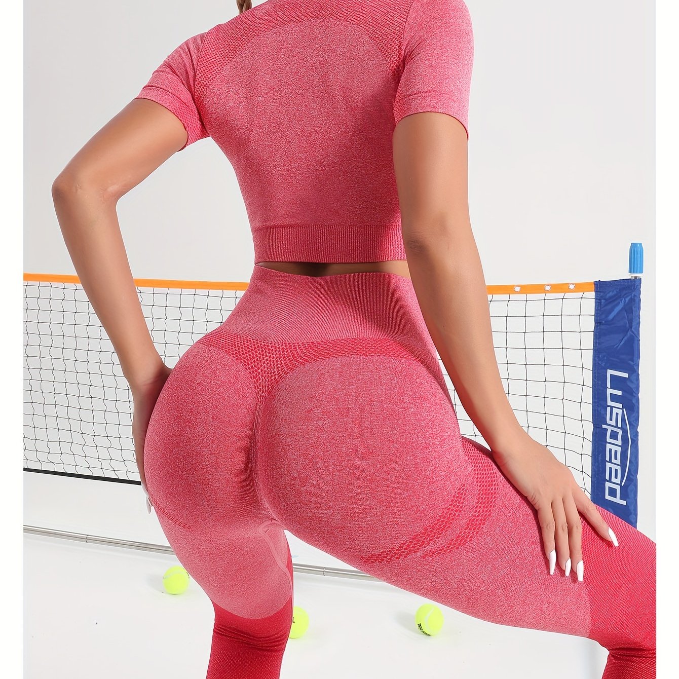 Yoga Sports Sets Short Sleeve Sports Crop Top Color Block - Temu Canada