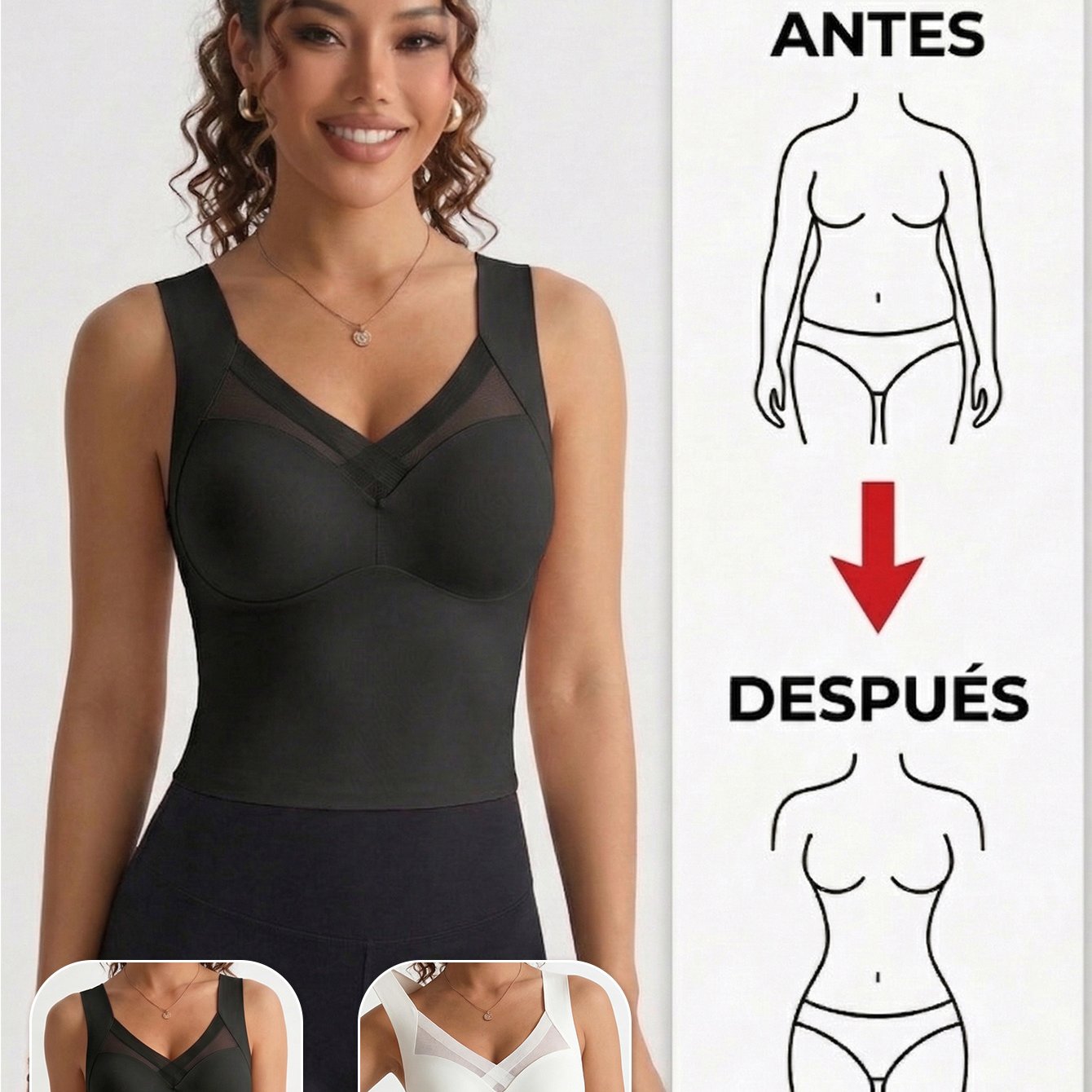 Image of 2-pack Women' -piece Vest Style Smooth Fabric Mesh Crossover Splicing Design On Wireless Fixed Cup Pad Wide Shoulder Strap Body Shaping Style Suitable For Suitable For Occasion