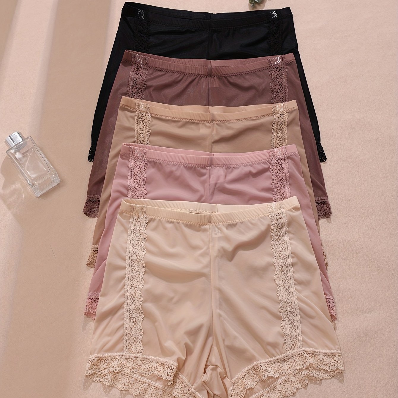 TEMU 5pcs Pack Women's Hipster Underwear - Full-coverage Mid-rise Panties With High, Minimalist Elegant Solid Color Underwear Suitable For Daily