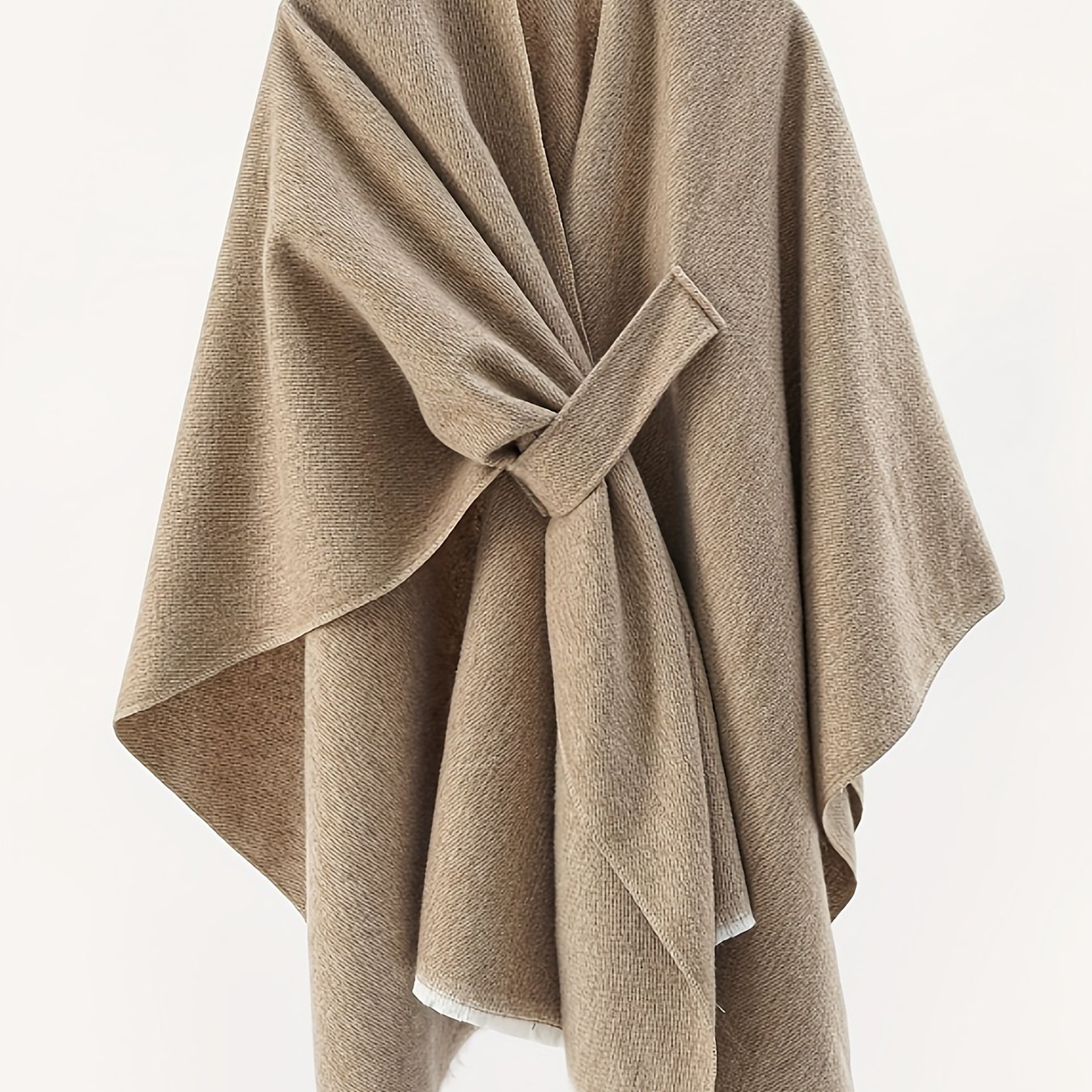 Plus Size - Plus Size - Solid Color Comfortable Shawl With Sleeves, Multifunctional Outdoor Windproof And Coldproof Cloak