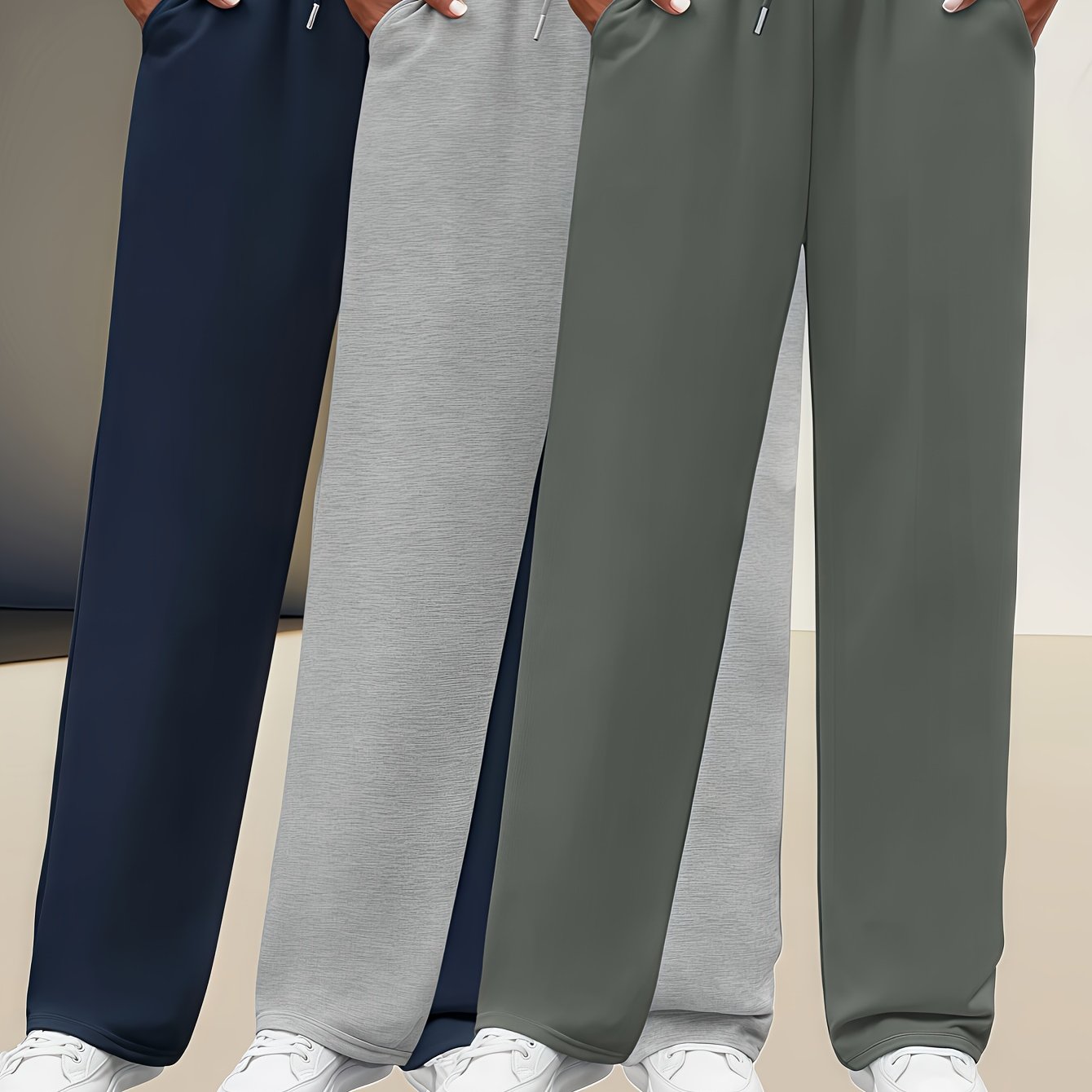 TEMU 3 stuks Dames Kleur Oversized Joggingbroek met Elastische Trekkoord Taille - Losse Trainingsbroek Geschikt voor Sport, & Casual Kleding -