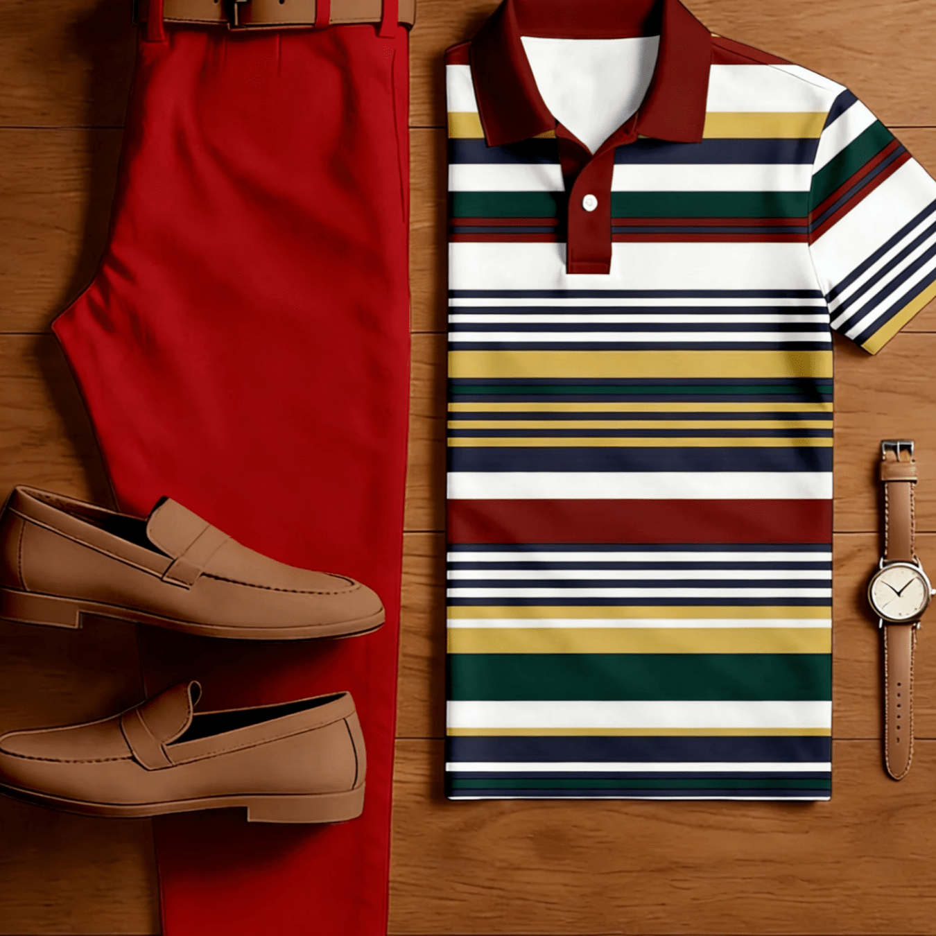 Image of 2pcs Set: [new Summer ] Men's Casual Sportswear Set - 3d Striped Print (multiple Colors ) - Short-sleeve Shirt And Long Pants