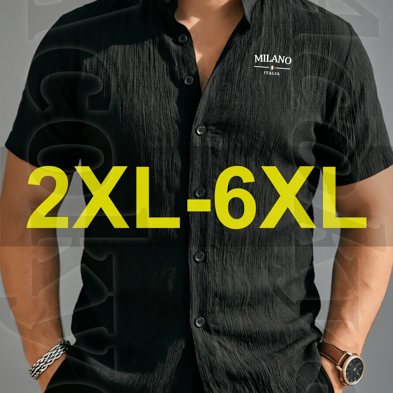 TEMU Darwin Obm Print Summer Plus Size Men's Shirt, Extended Fit 2xl-6xl Henley T-shirt Stand Collar Shirt - Loose, Lightweight, Breathable, And