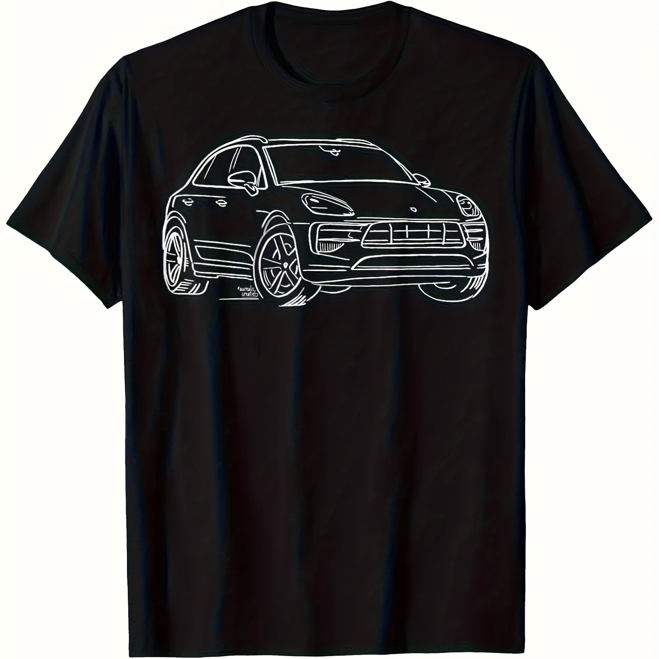 Men's Turbo Logo T-shirt 100% Casual Black Tee With White Suv Graphic, Regular -season Shirt For Car Owners, Fans And Enthusiasts - Iconic Turbo Design