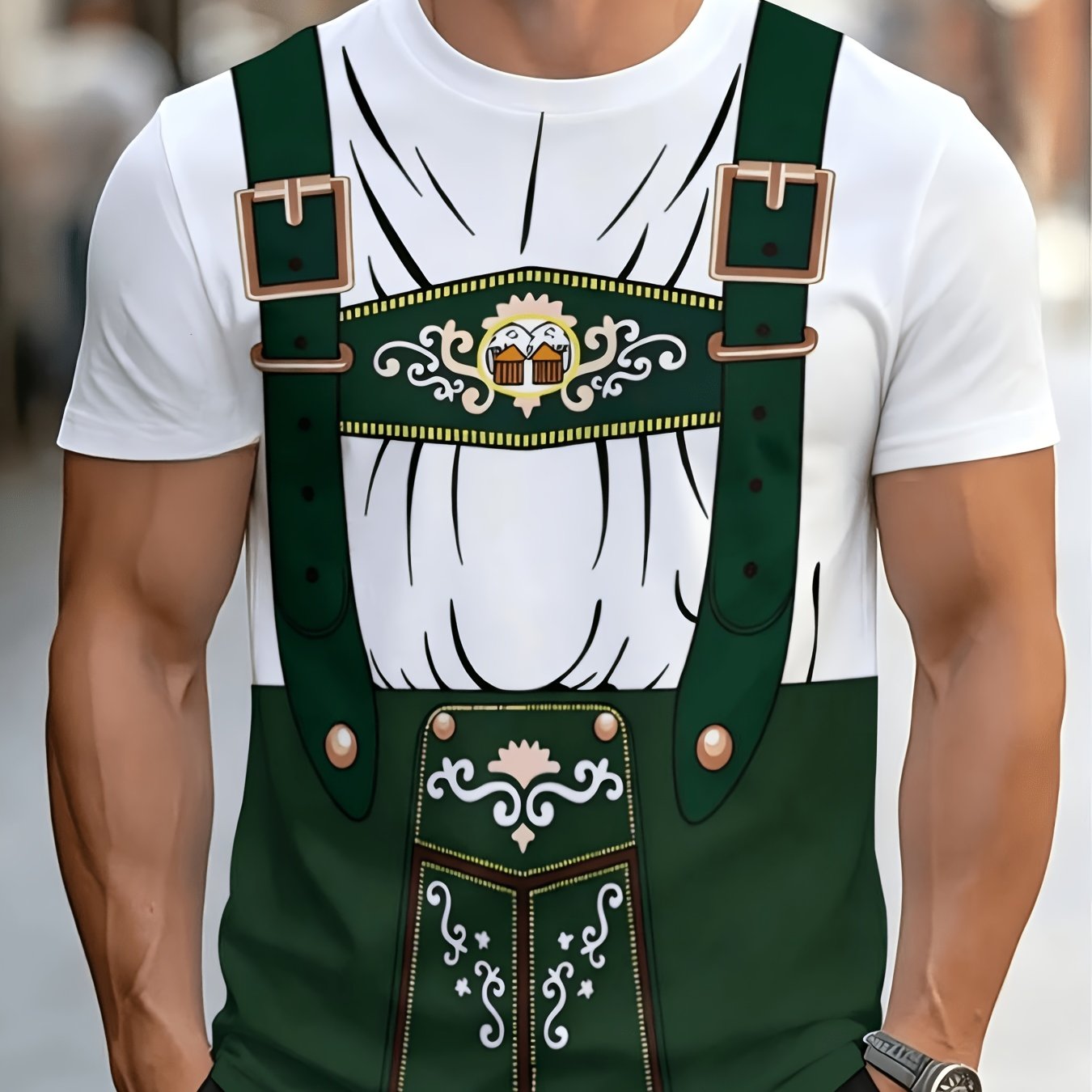 TEMU 's Plus Size Short Sleeve Shirt T-shirt. Men's Munich Oktoberfest Style T-shirt, , Multiple Sizes , Made Of Twill Fabric, With German Style
