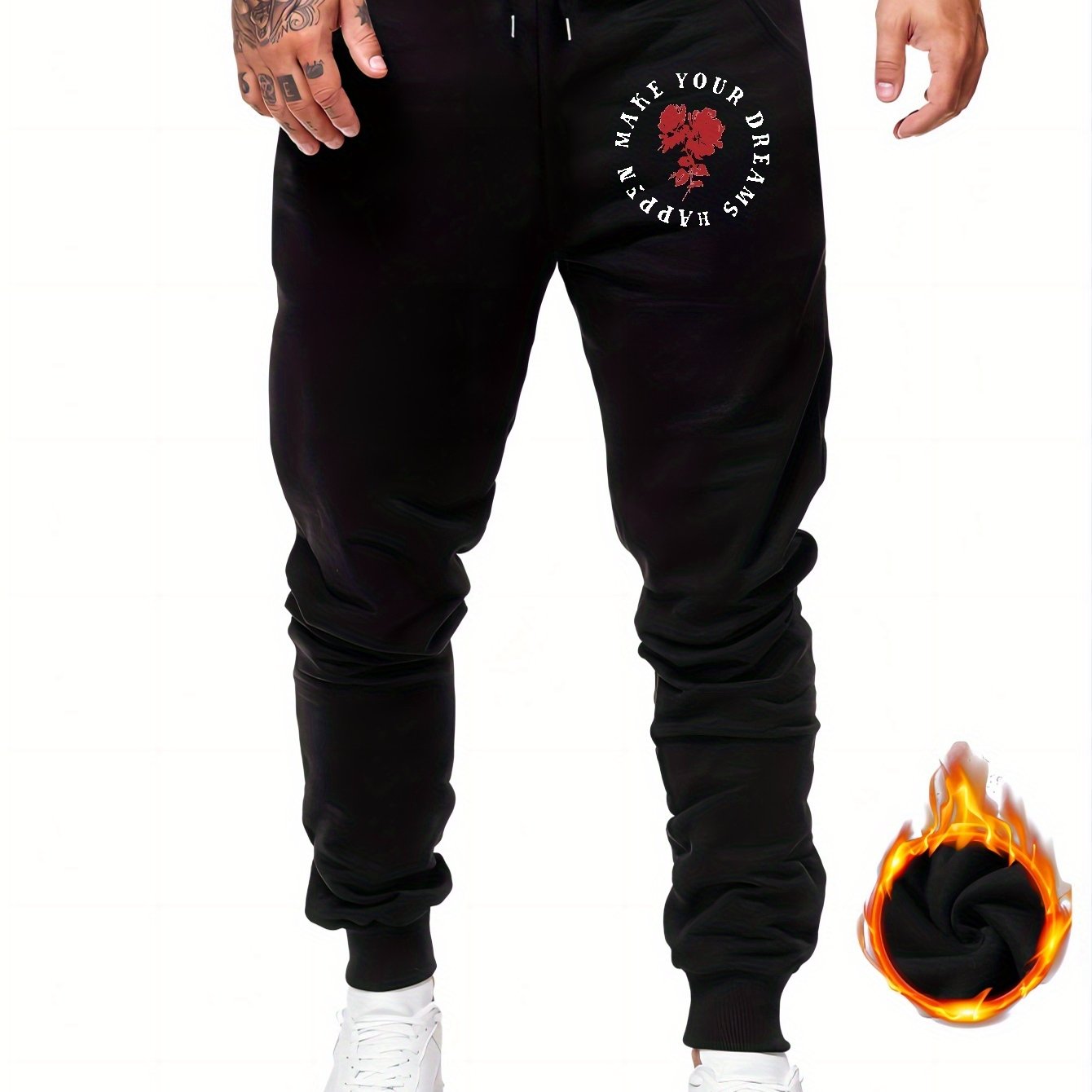 Pantalon De Jogging Homme Imprimé Fleurs 3D - Taille élastique - Coupe Large Streetwear - Polyester