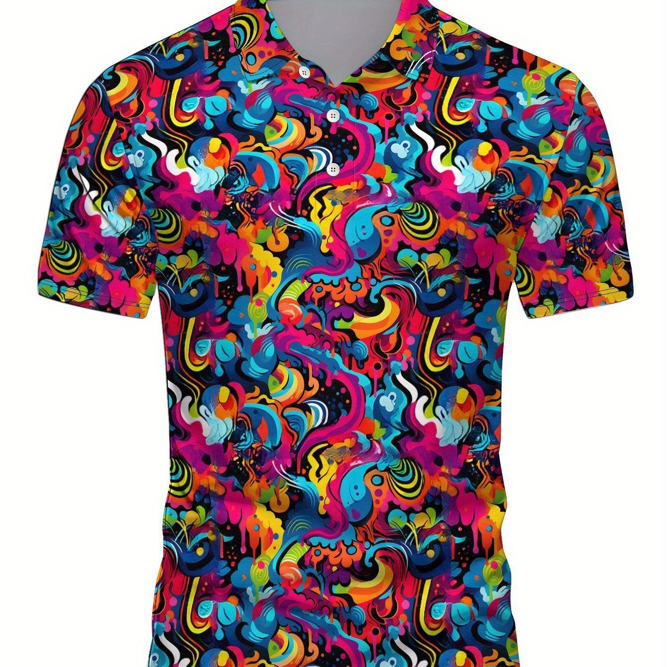 TEMU Men's Short Sleeve Shirt With Flat Pattern - No Texture