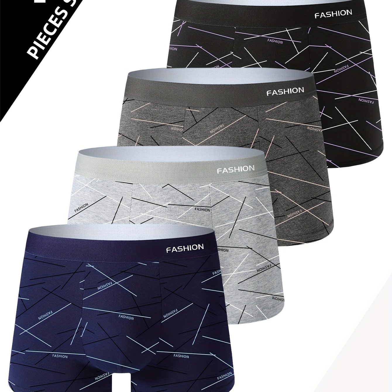 E-shop Herren 4er-Set Trendige Minimalistische Klassische Boxershorts – Atmungsaktiv, Enganliegend, Bequem für Sport, Fitness Freizeit