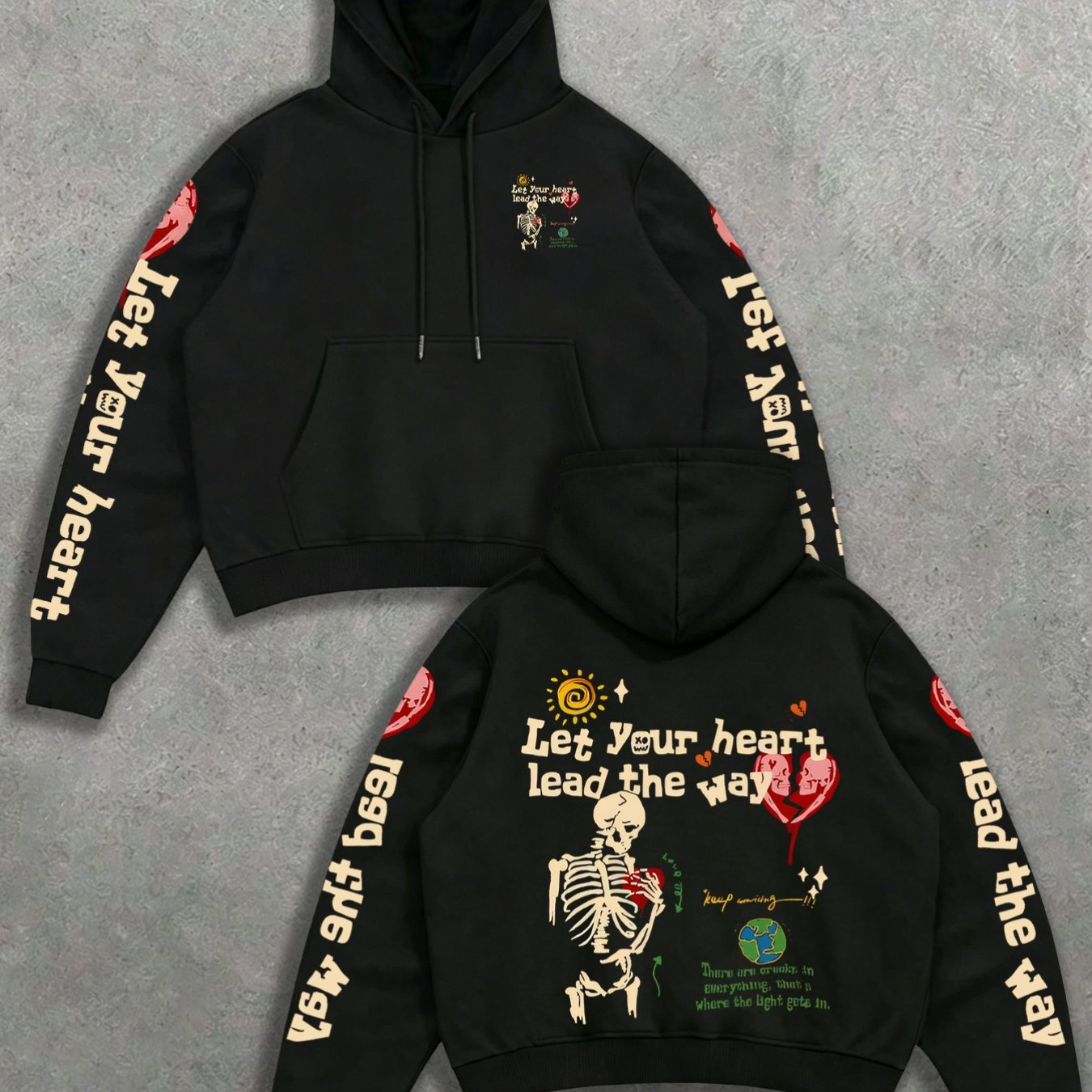 TEMU New Autumn/winter Style Skeleton Print Hooded Sweatshirt For Men, Trendy Brand Personality , Youth Streetwear Casual Versatile Fashion Hoodie