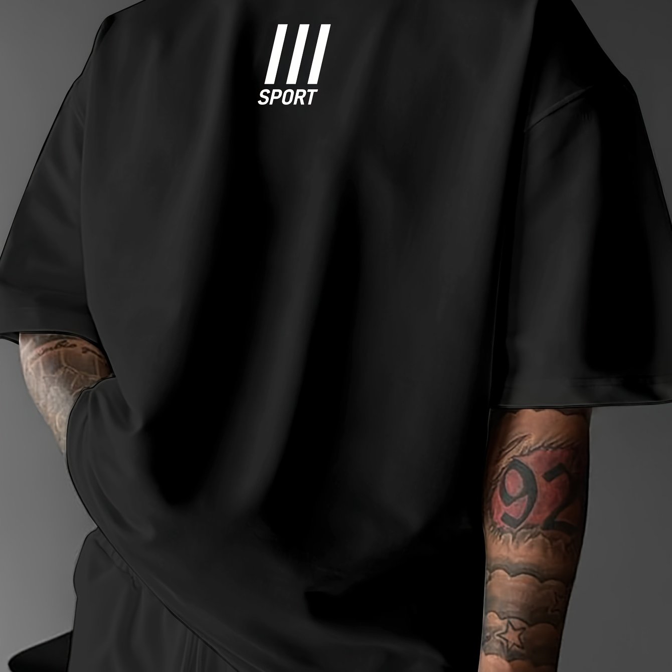 TEMU Sporty Round-neck T-shirt With A Geometric , Loose-fitting Short Sleeves, Perfect For Summer Casual Wear, Suitable For Outdoor Activities,