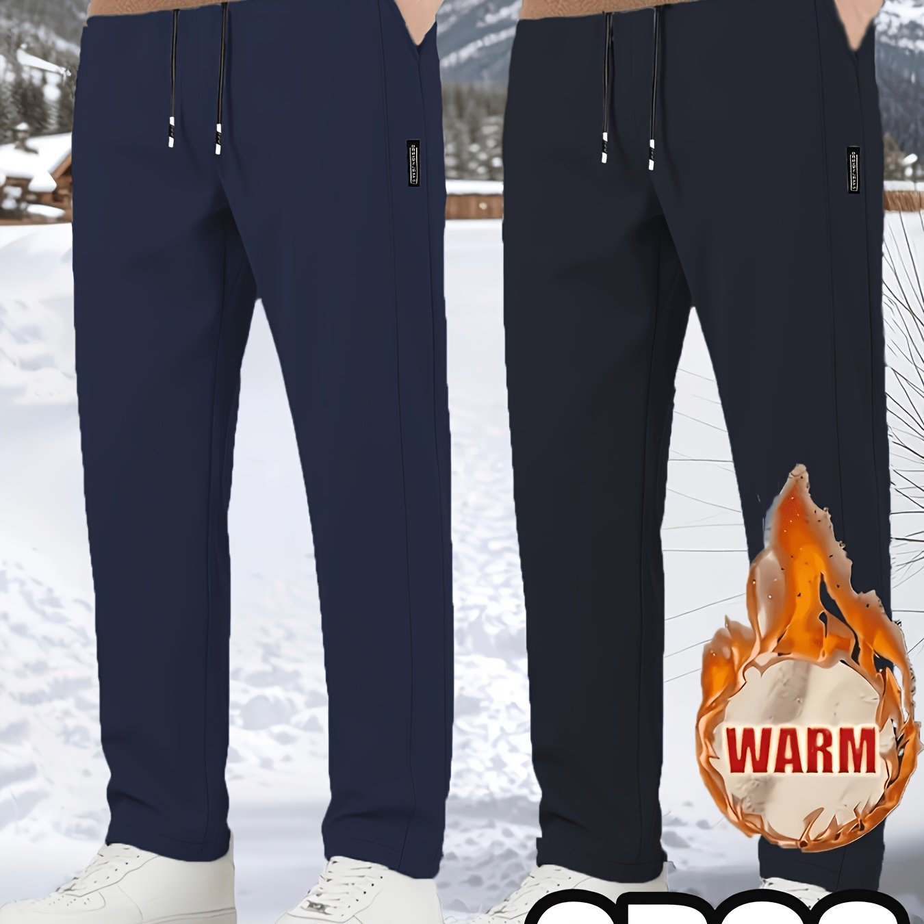 TEMU Men's -lined Thickened Straight-leg Winter Pants, Outdoor Thermal Trousers, Suitable For Hiking, Camping, Skiing, And All Outdoor Activities