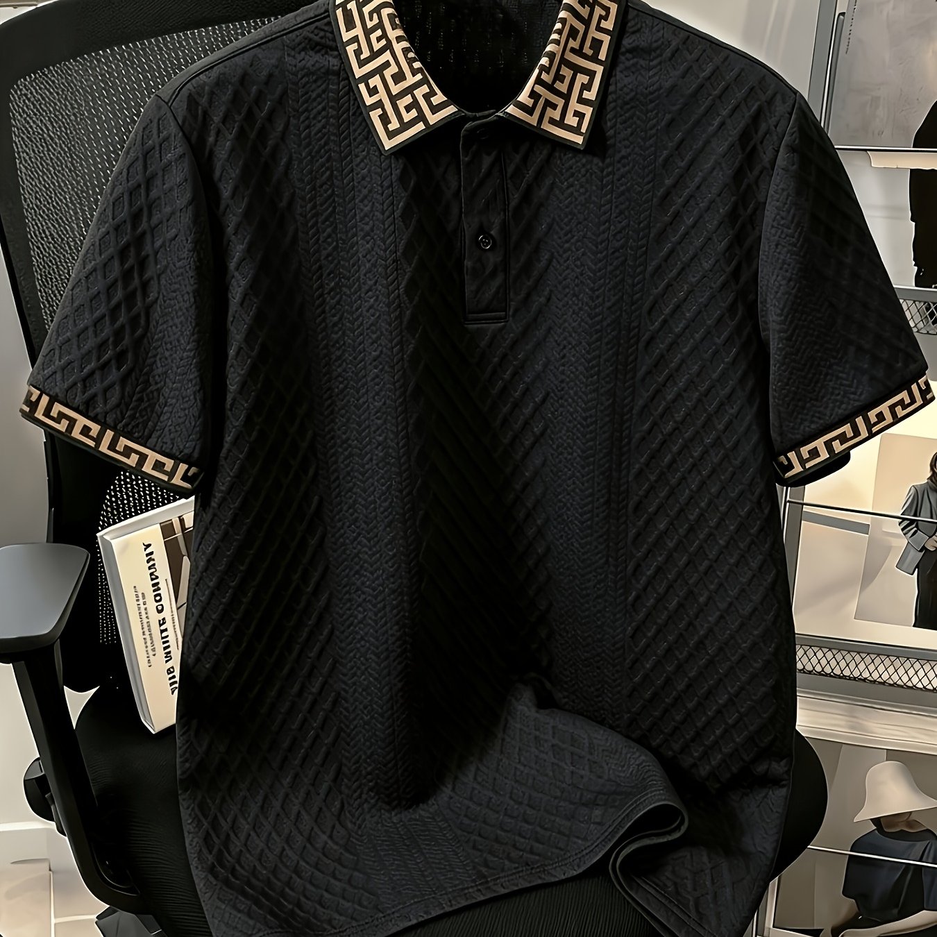 TEMU Old Money Outfits Men's New Casual Shirt, Soft Textured Fabric, Ribbed Details, Breathable Short-sleeve For Outdoor, Casual, And Business Wear,