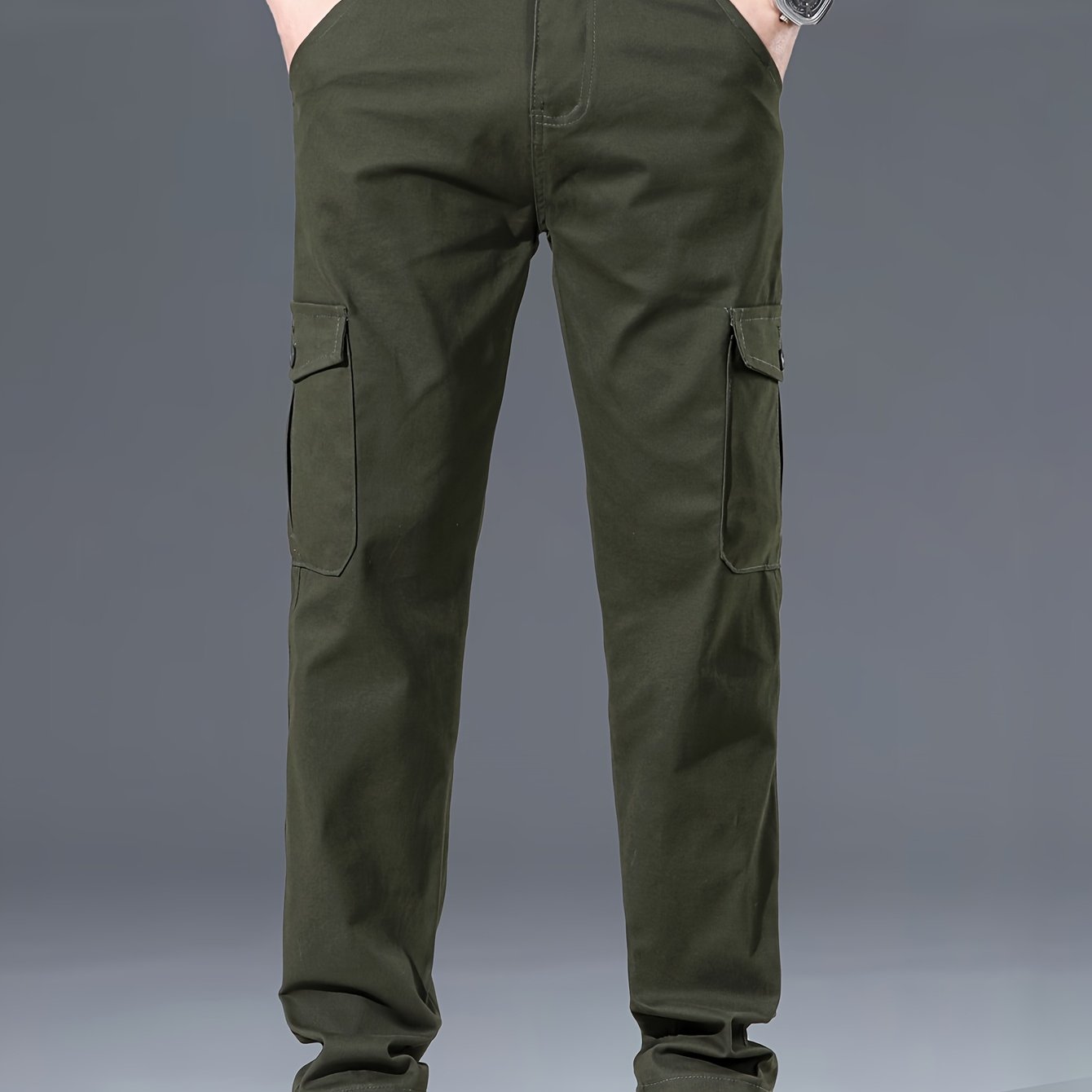 Image of Men's Casual Stretch Cargo Pants, Elastic Straight-leg Outdoor Men's Trousers, Work Pants For Office, Auto Repair, Construction, Driving, And Courier Delivery, Long Pants, Autumn Essentials