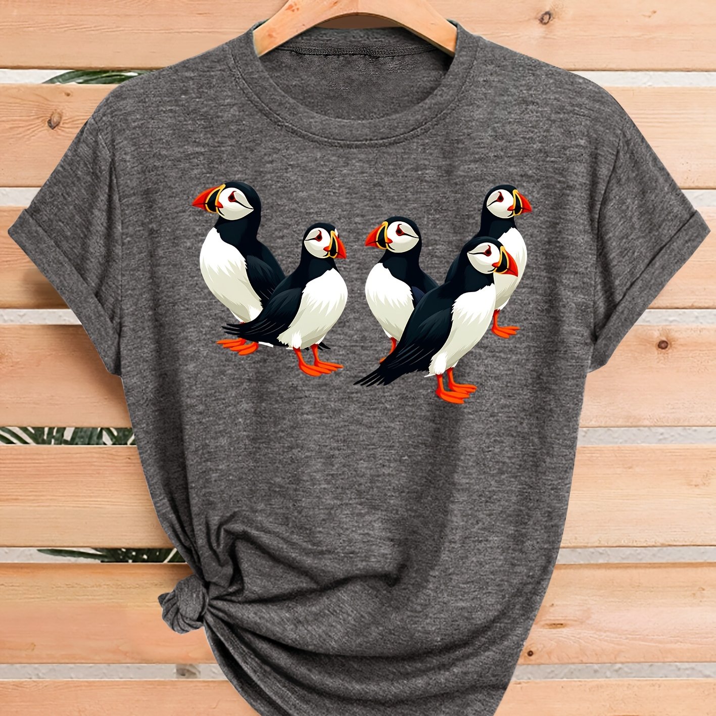 TEMU One-piece Elegant Party, 5 In A Row, Printed Round Neck Casual Sports Elegant Plus Size Women's Short-sleeved T-shirt, Spring/summer Fashion,