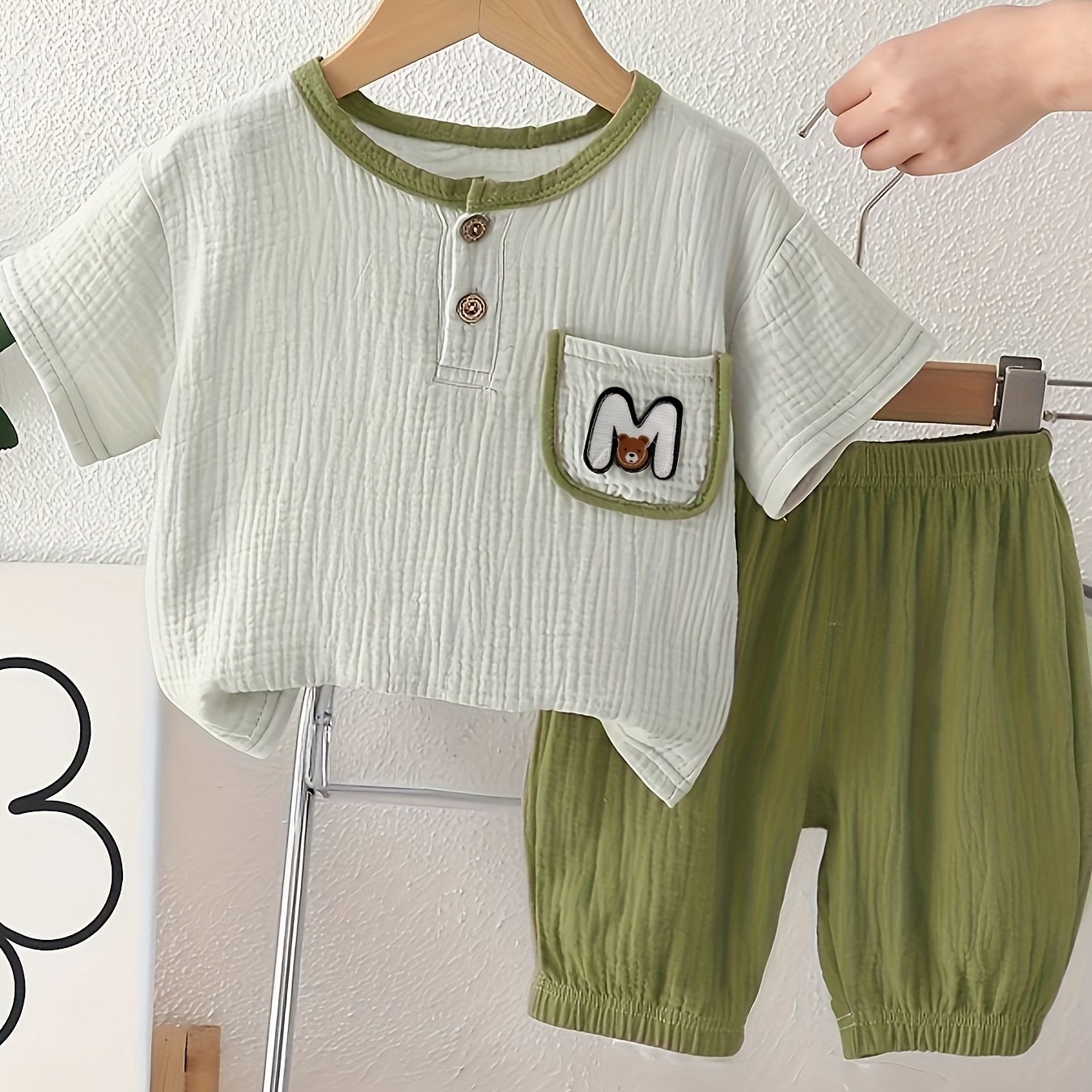 Image of 's Comfortable And Breathable Short Sleeve Suit, New Summer Casual Clothes For Boys And Girls, Perfect For Outdoor