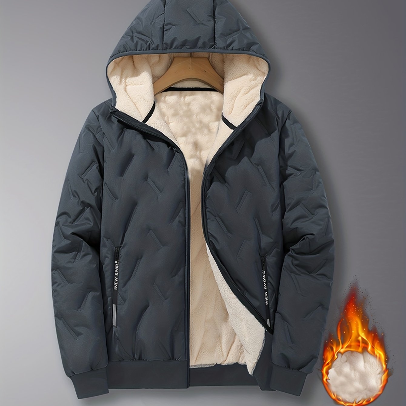 TEMU 's Winter Thick Padded Coat, Winter Outerwear, Seasonal Layering Piece, Casual Winter Jacket, Sporty Outerwear, Winter Jacket, , Casual Winter