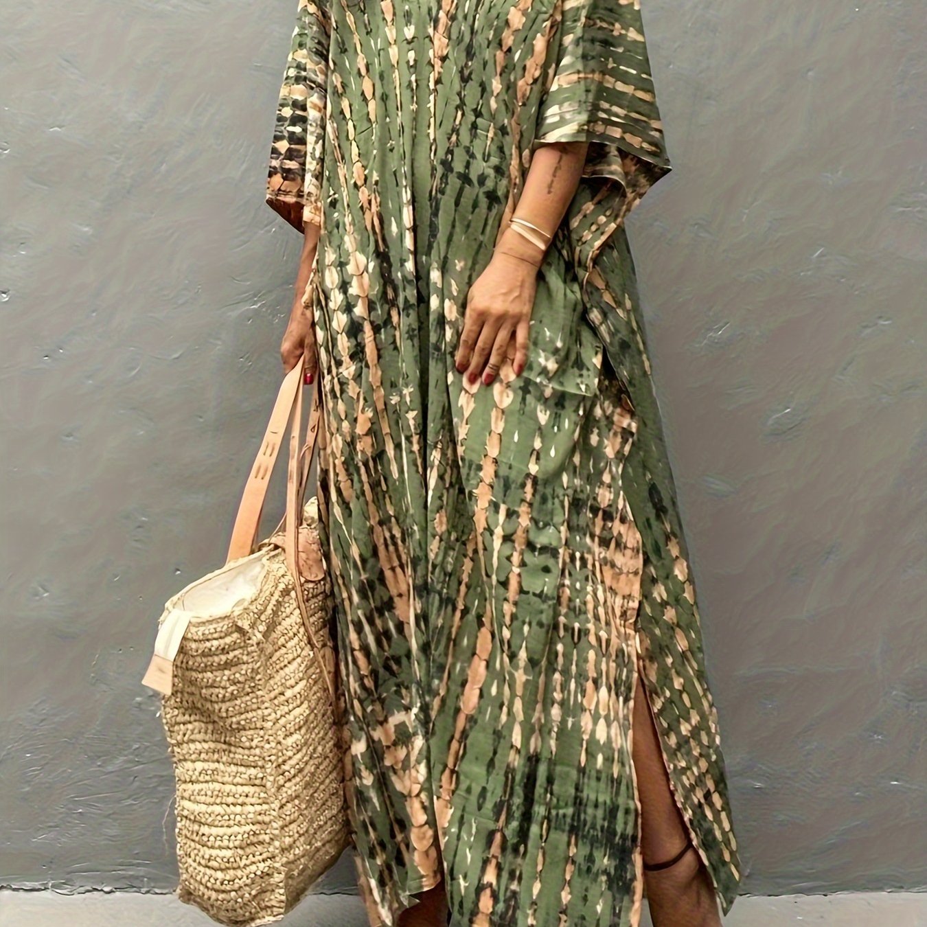 TEMU Kaftan Dresses For Women Plus Size Summer Beach Dress With Print And Swim Cover Ups