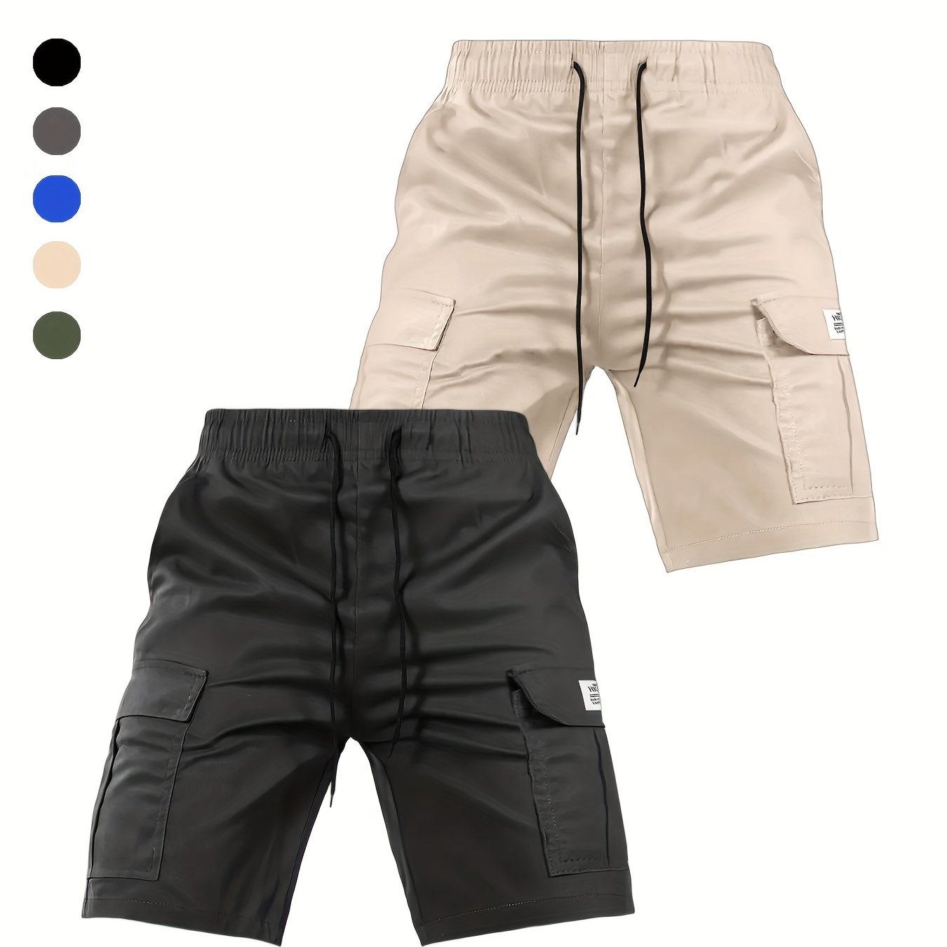 TEMU 2pcs Men's Cargo Shorts With Multi, Adjustable Drawstring Waist & Knee-length - Loose Fit Casual Outdoor Shorts Suitable For, Camping, Summer