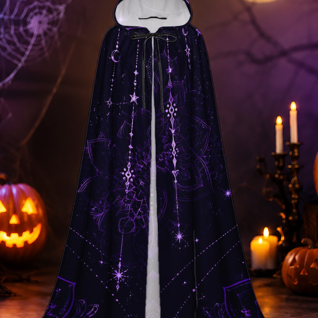 TEMU 1pc, Long Robe With Mystical Bohemian Night For Men And Women, Polyester Cape For Halloween Witch Looks And Christmas Themed Parties