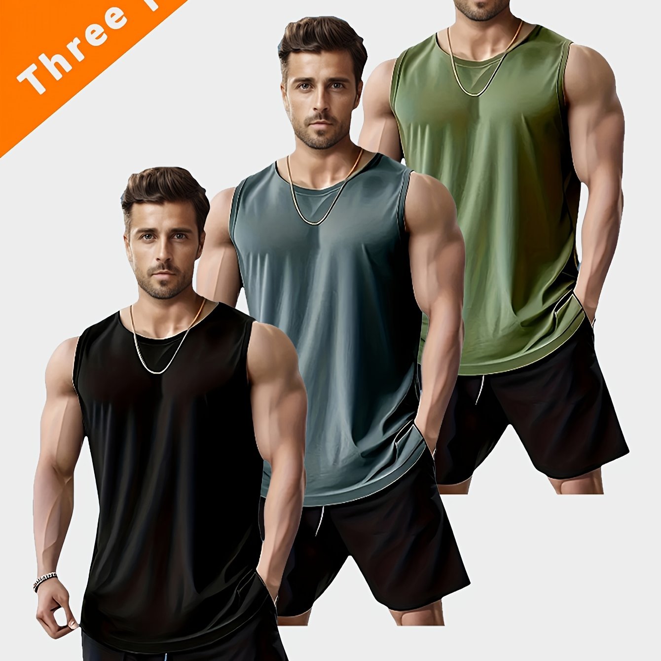 Men's Plus Size Sleeveless Tank Tops 3pcs - Quick-dry, Breathable & Comfortable For Running, Training & , Wear, Plus Size