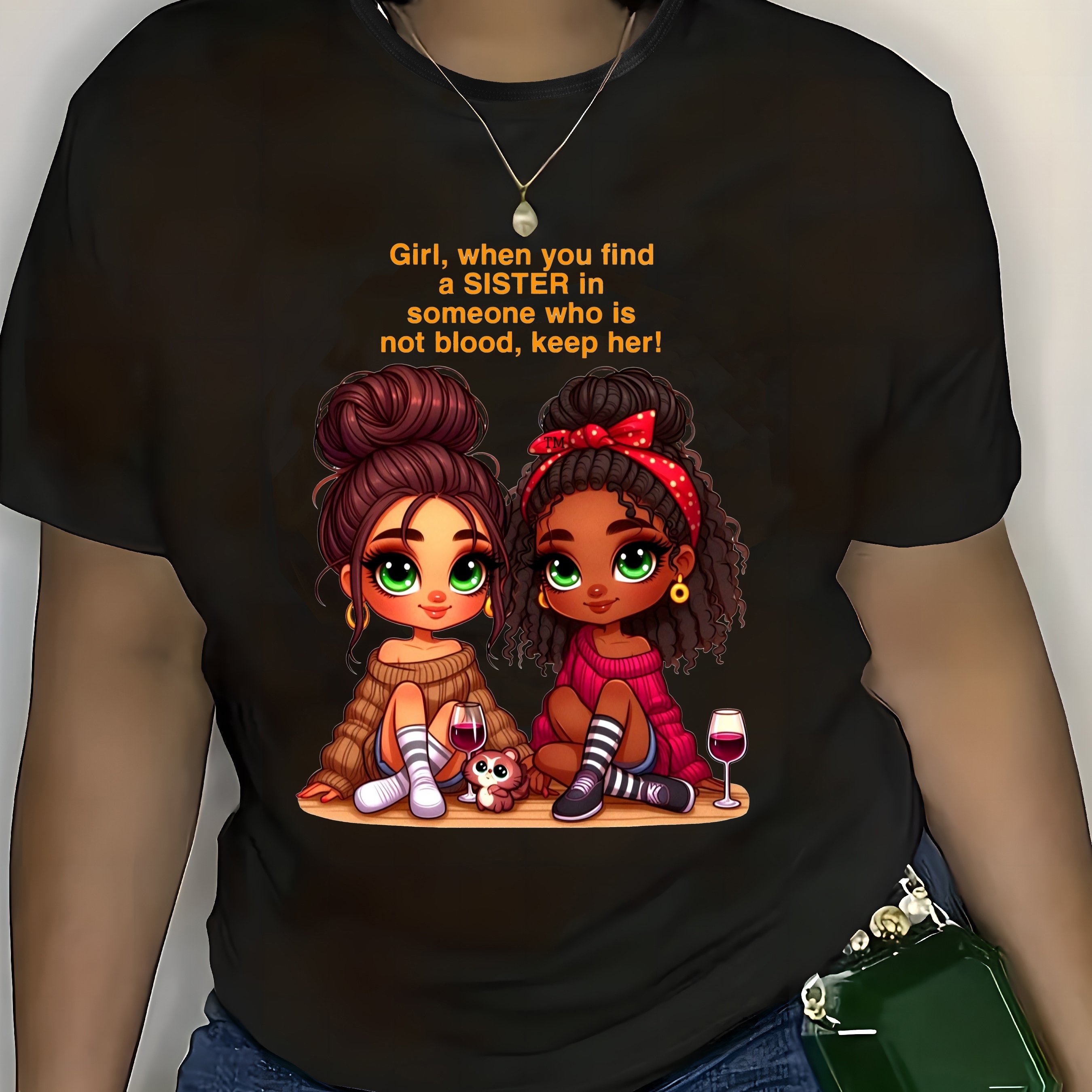 TEMU Plus Size Cartoon Print T-shirt, Casual Crew Neck Short Sleeve T-shirt, Women's Plus Size clothing