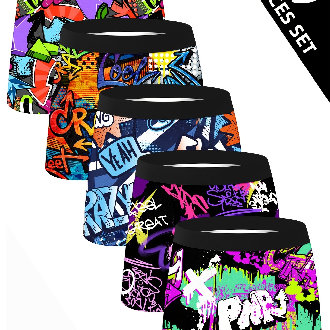TEMU 5pcs Of Men&;s Long Boxer Briefs, Fashionable Underwear, Young Men&;s Boxer Shorts, Breathable And Not Stuffy, Casual Pants, Breathable