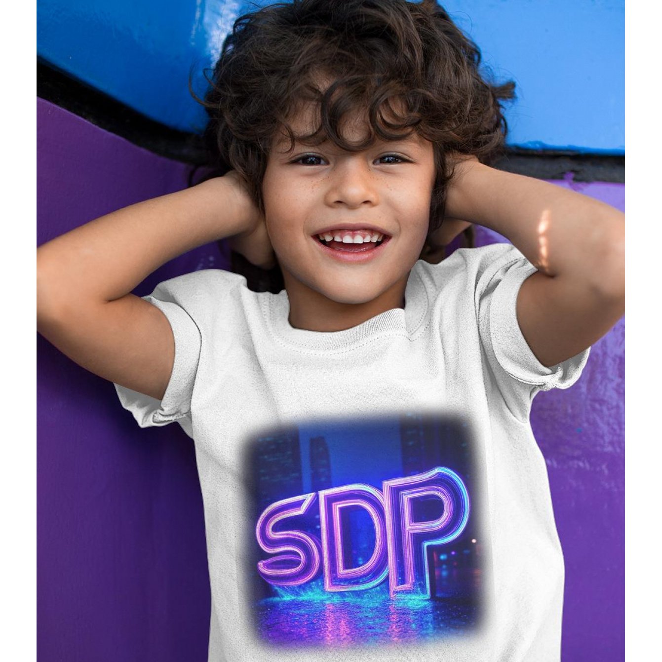 Sdp Futuristic Logo T-shirt- Short Sleeve Round Neck Casual Tee With Futuristic Geometric Logo Print, Fit, Washable, Unisex Casual Attire&(), For Teenager