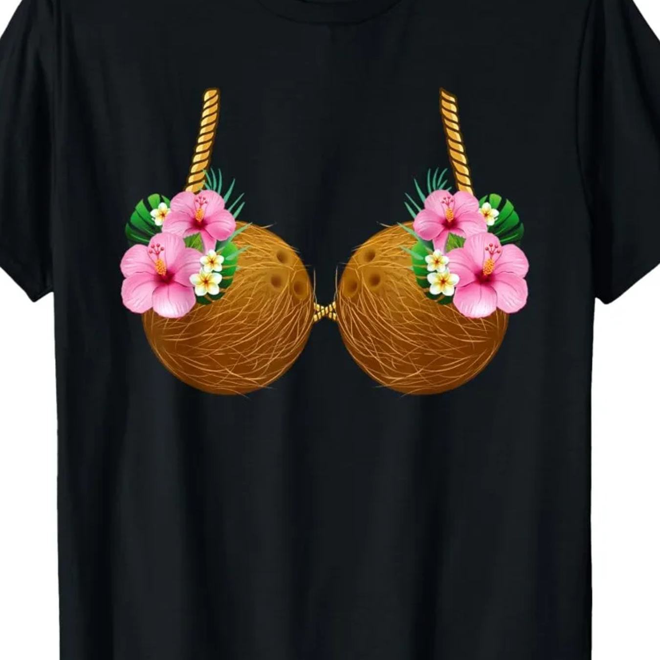 Coconut Bra Costume Luau Party Hawaii T Shirt 2025 Style Cotton S