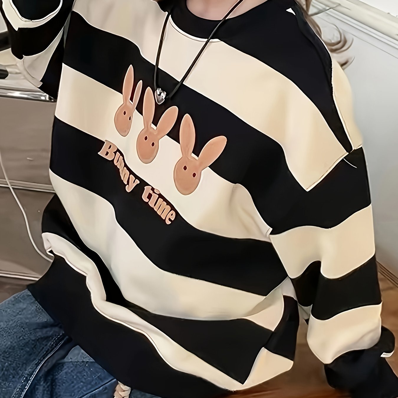 Girls' Sweatshirt Spring/autumn Loose Striped Top Fashionable Clothes For Girls