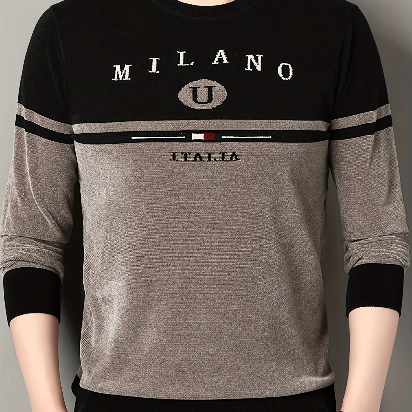 Men's Autumn Winter Long Sleeve Round Neck Sweater Knit Top Casual Suitable For Daily Wear