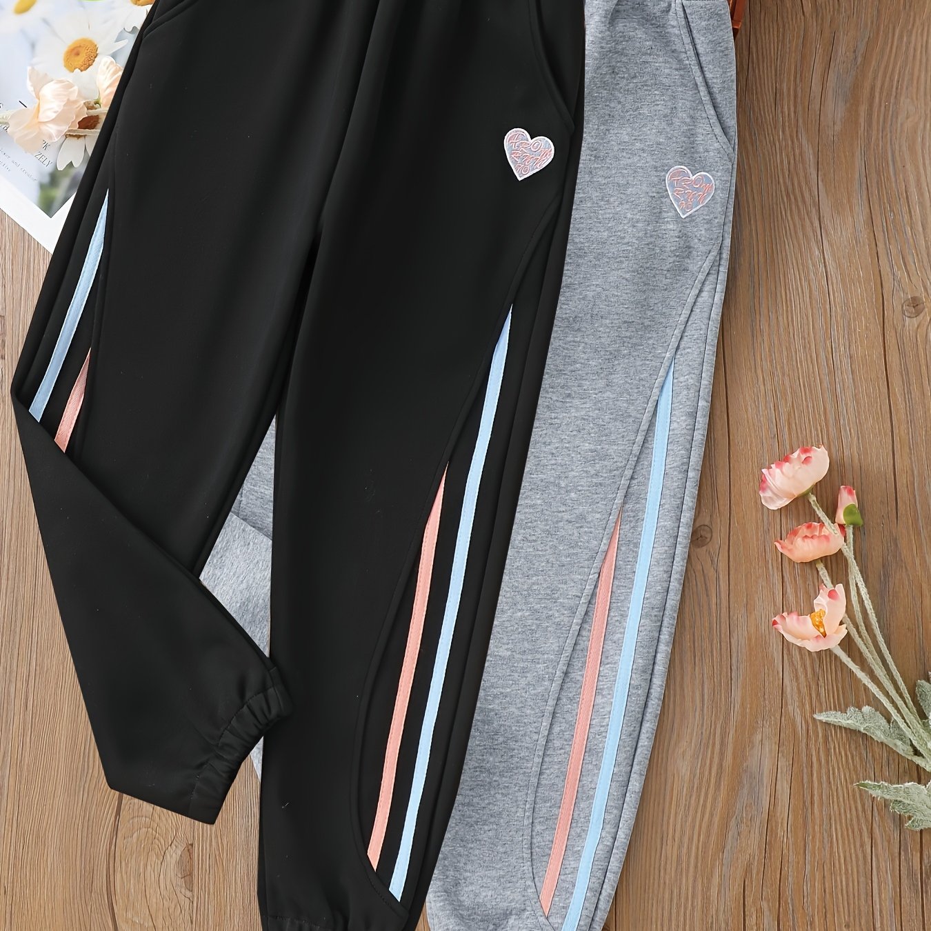 Random 1pc Girls' Long Pants, Athletic Leggings, Elastic Waist Jogging Pants, Girls' Clothing, Spring Summer Autumn, Casual Loose Waistband Girls' Trousers With Pocket, For Outdoor