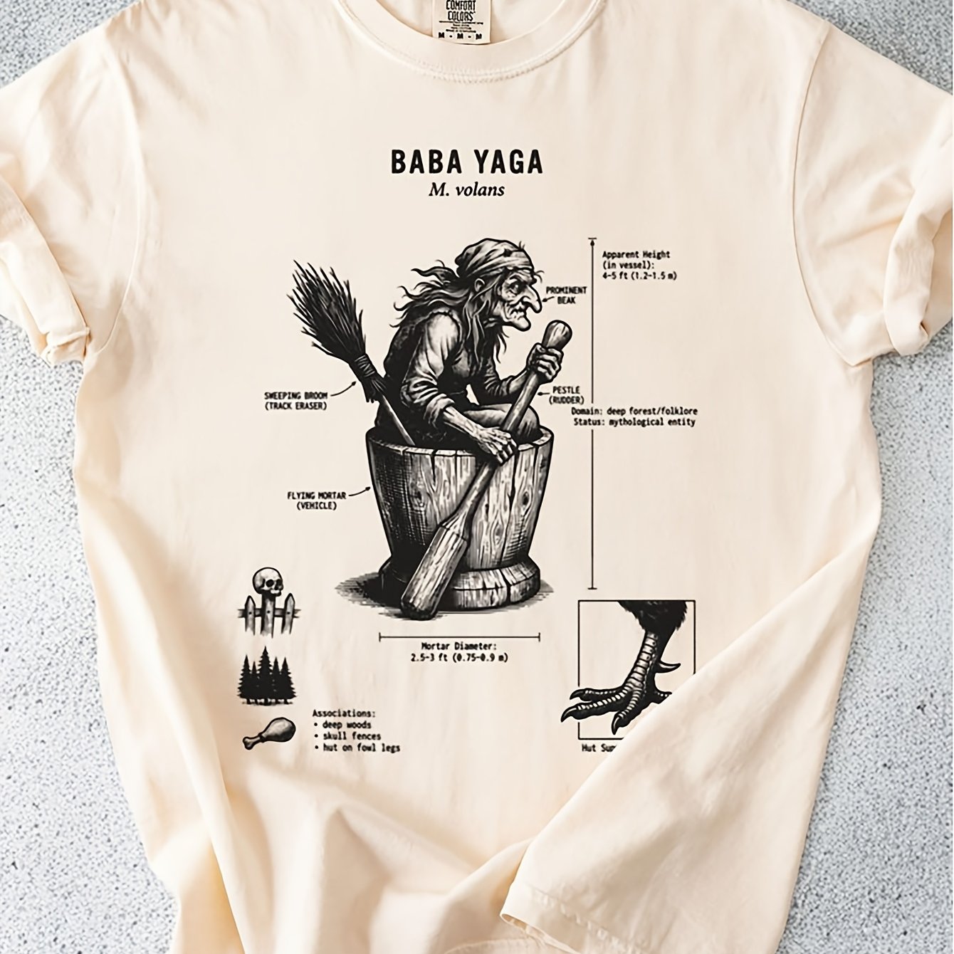 Image of Baba Yaga Tshirt Folklore Mortar Colors Tee Mythical Creature