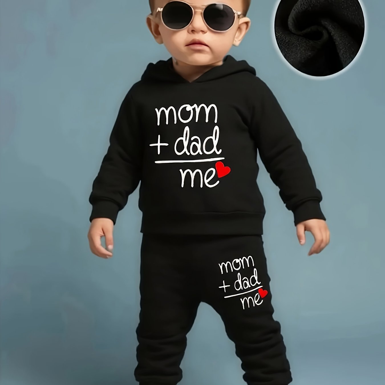Image of Spring/autumn Style Infant And Toddler Unisex Baby Letter Print Hooded Long-sleeve Sweatshirt And Sweatpants, Perfect For Outdoor