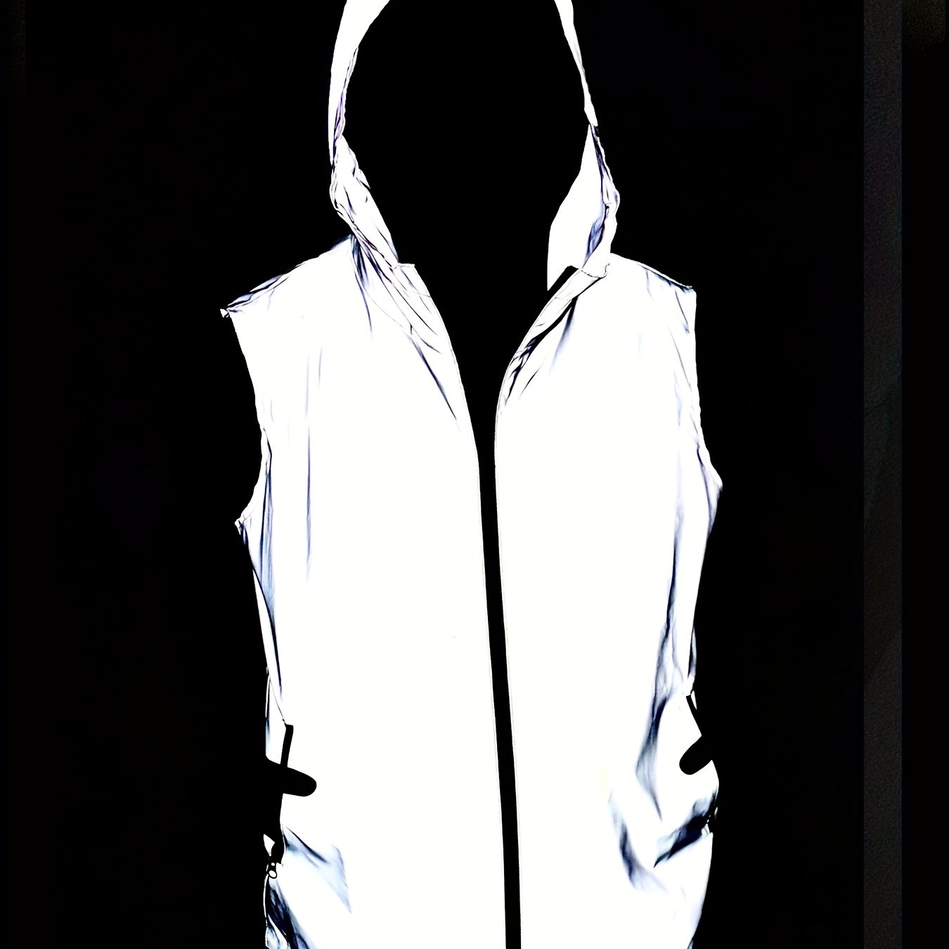 Men's Fashion Hooded Luminous Vest Spring Summer Casual Pocket Male Sleeveless Zipper Jacket