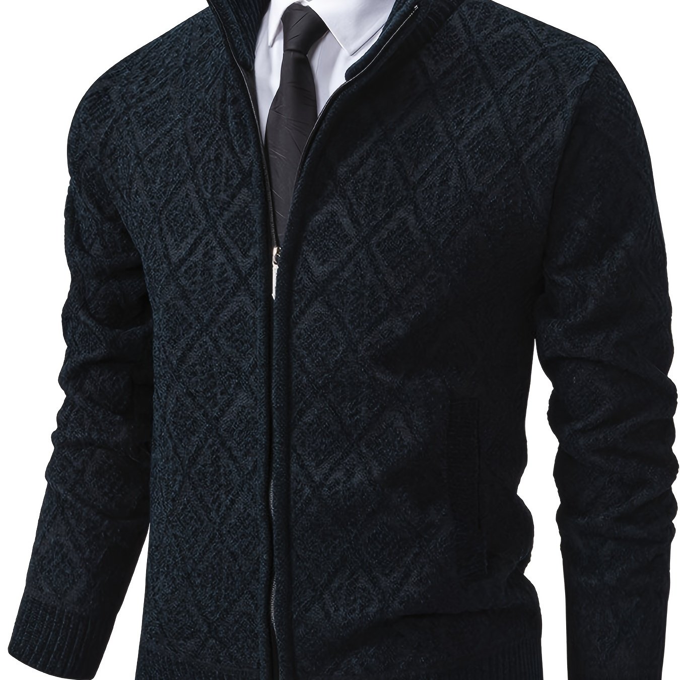TEMU Pull en de style coréen pour homme, nouveau cardigan décontracté tendance à col pour /hiver, vêtement d'extérieur confortable et polyvalent à