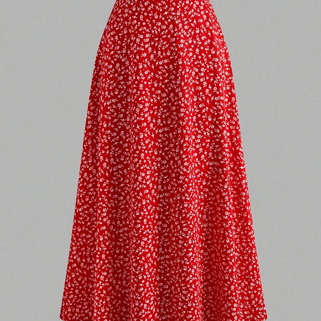 TEMU Spring/ Style Small Floral Print, Elastic Waistband A-line Skirt   Gavin