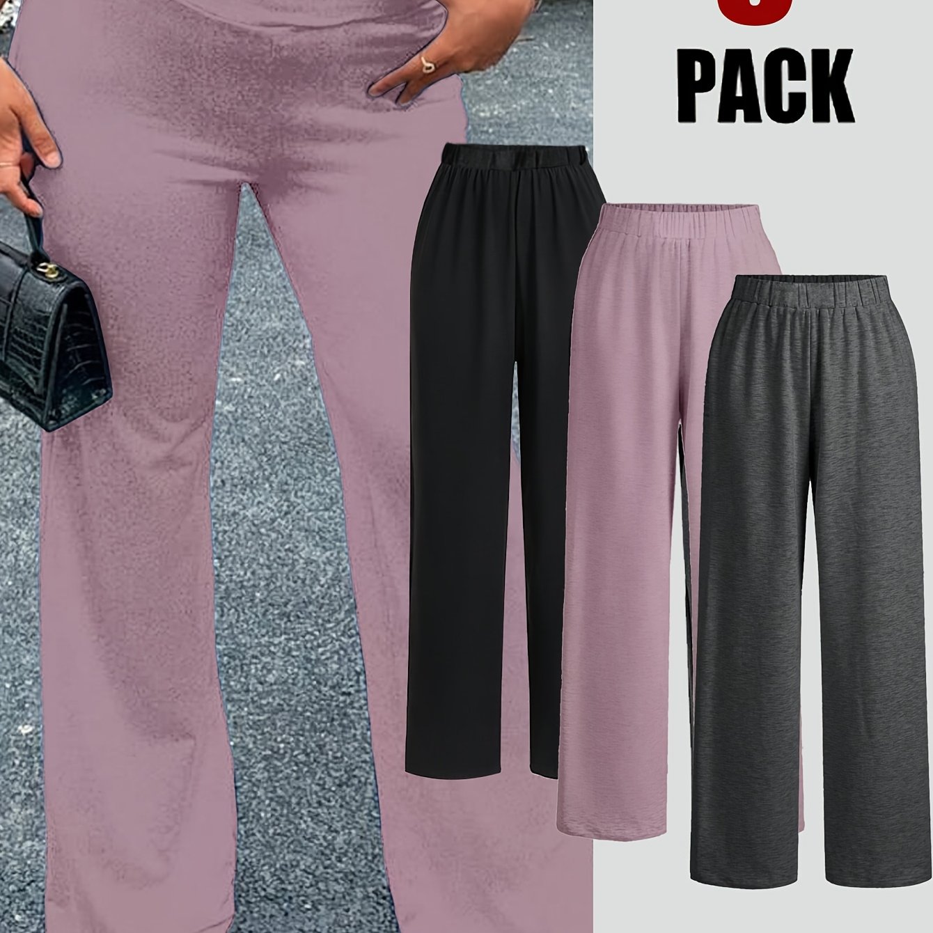 TEMU Women's Fashion Casual Comfortable Wide Leg Trousers Three-piece Set