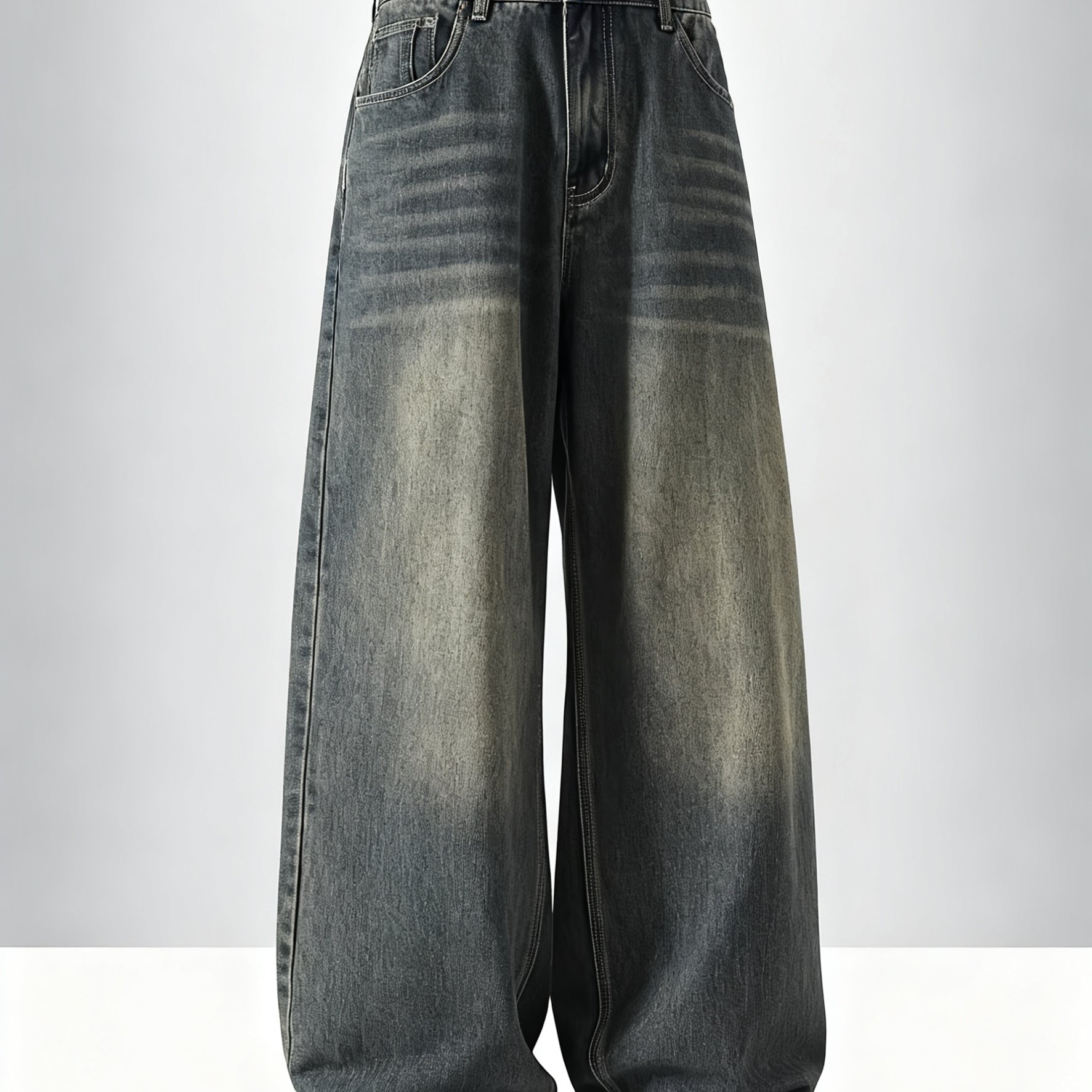 TEMU High-waisted Baggy Jeans: Vintage Washed Loose-fit Denim Pants For Streetwear Enthusiasts & Lovers
